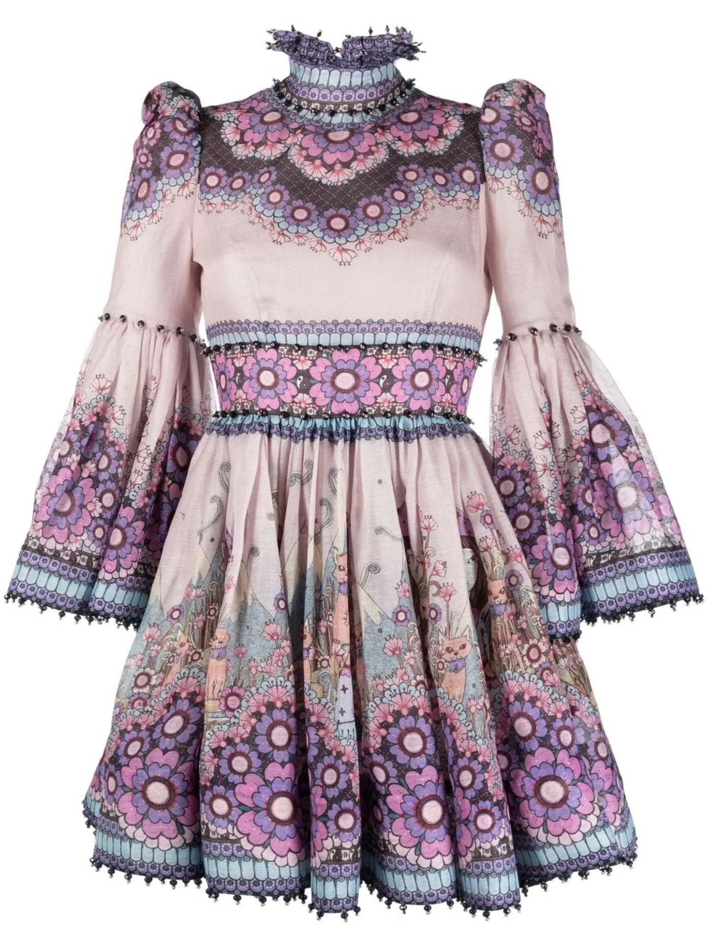 Celestial bell-sleeve minidress
