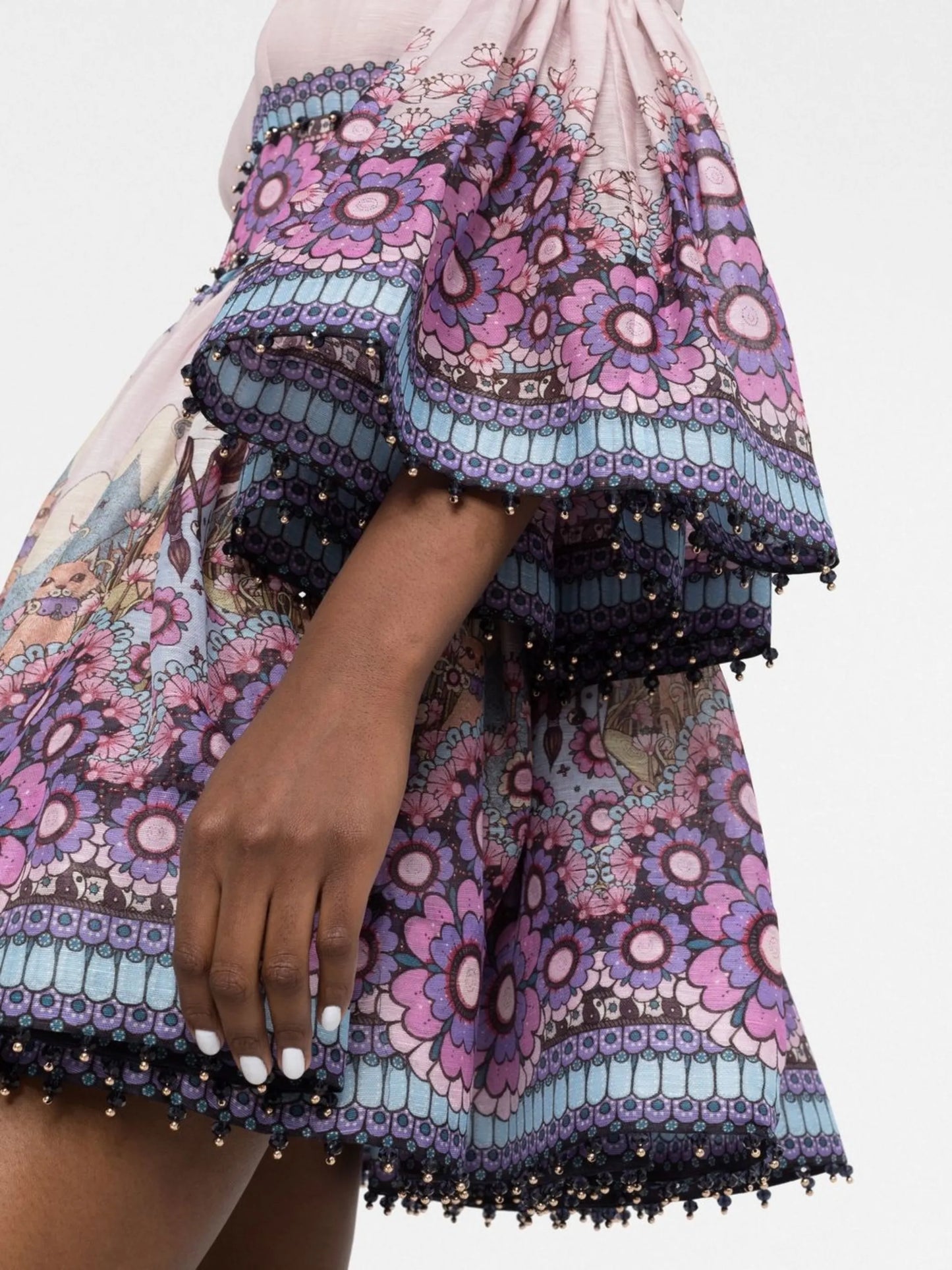 Celestial bell-sleeve minidress
