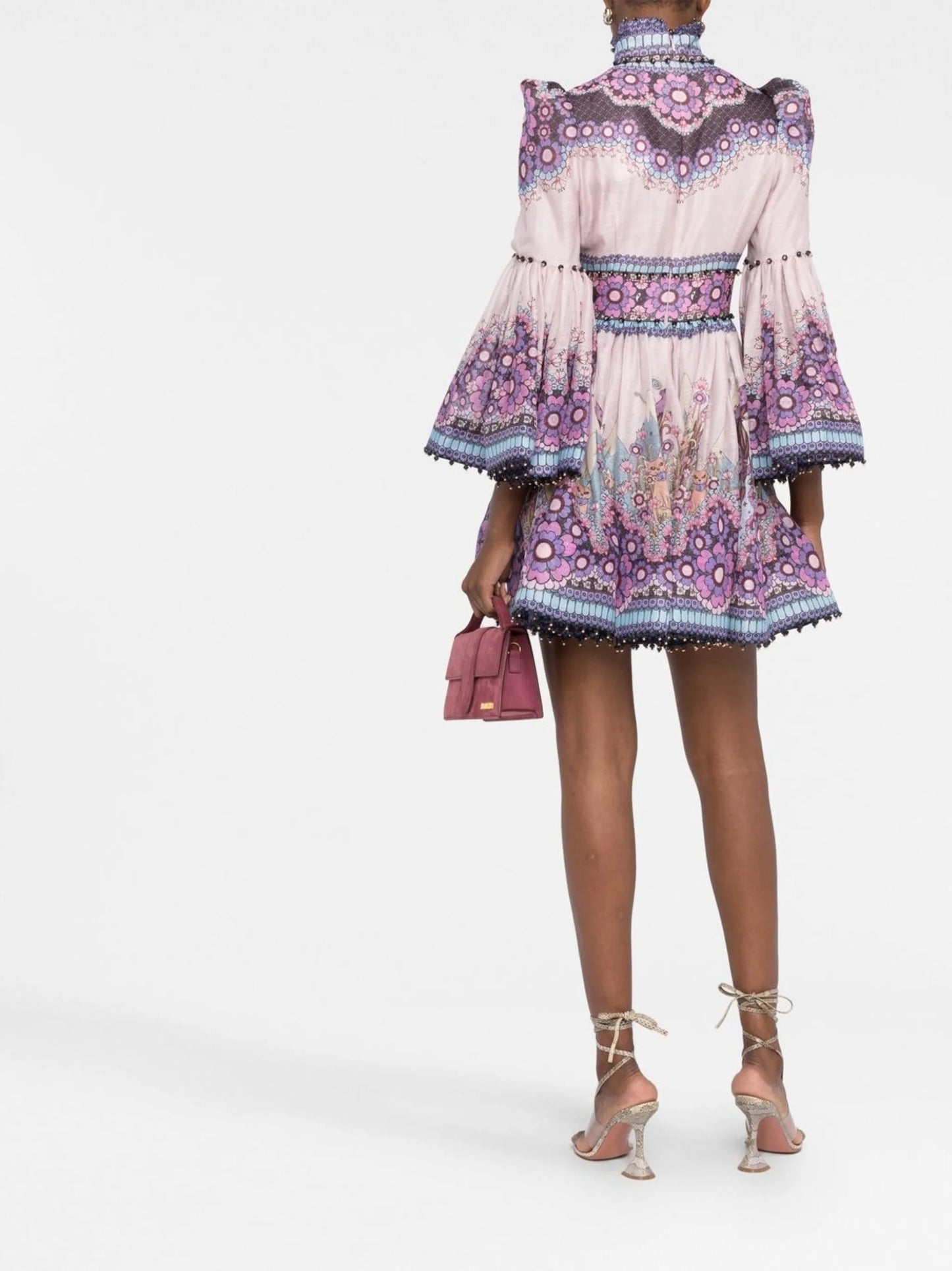 Celestial bell-sleeve minidress
