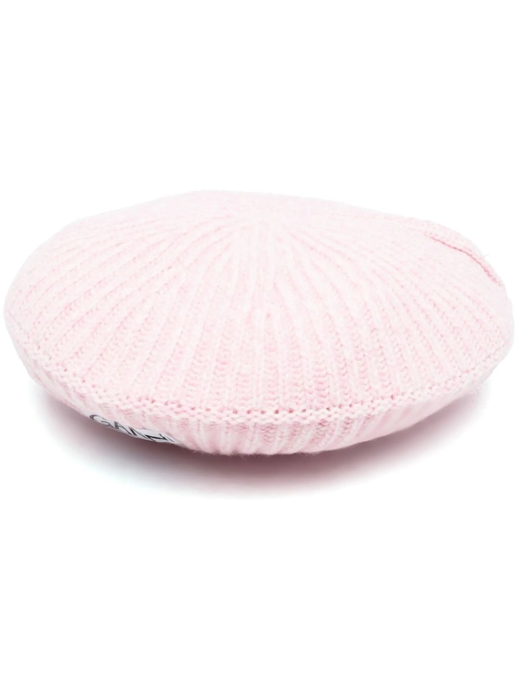 ribbed logo-patch beret