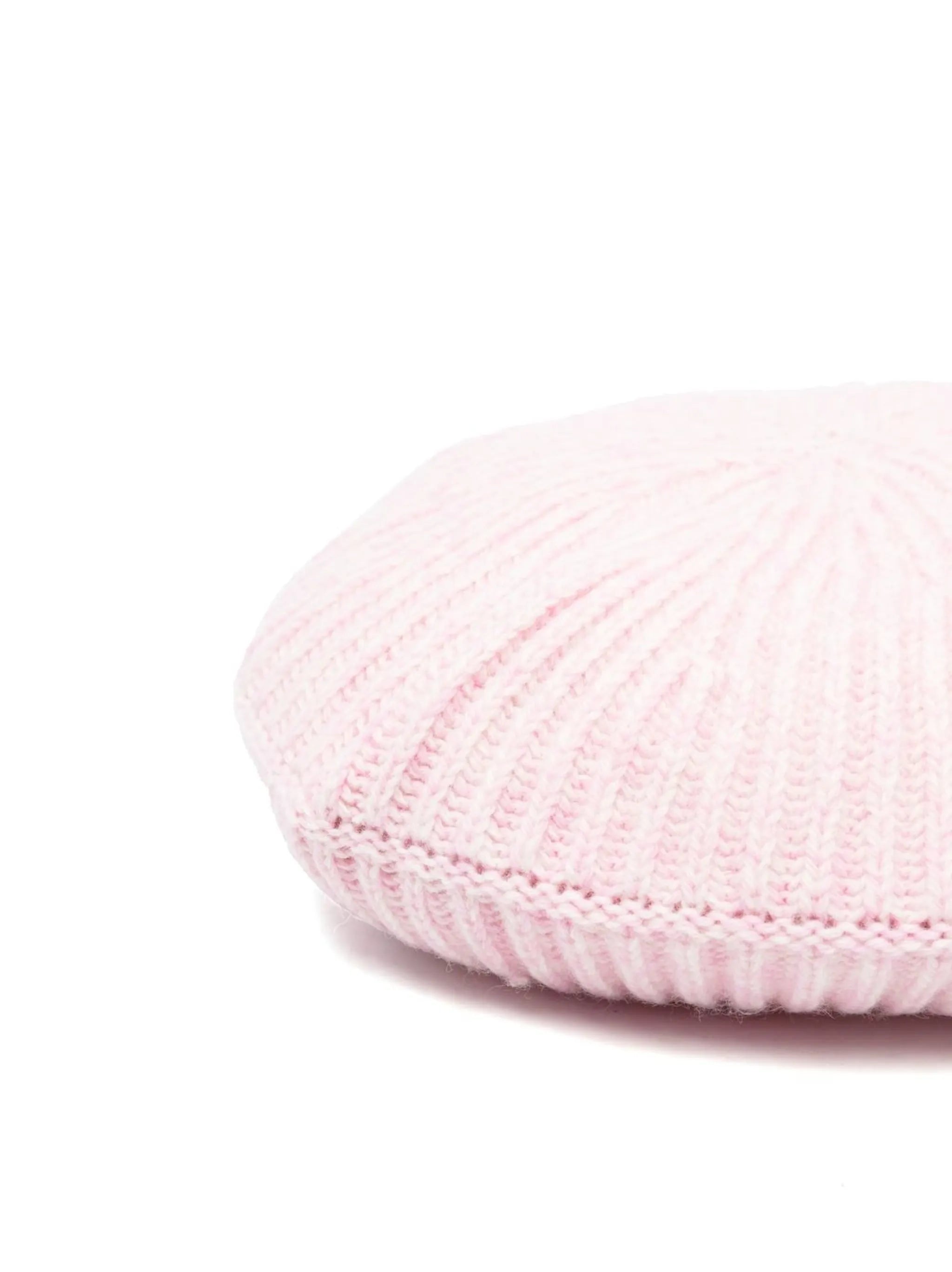 ribbed logo-patch beret
