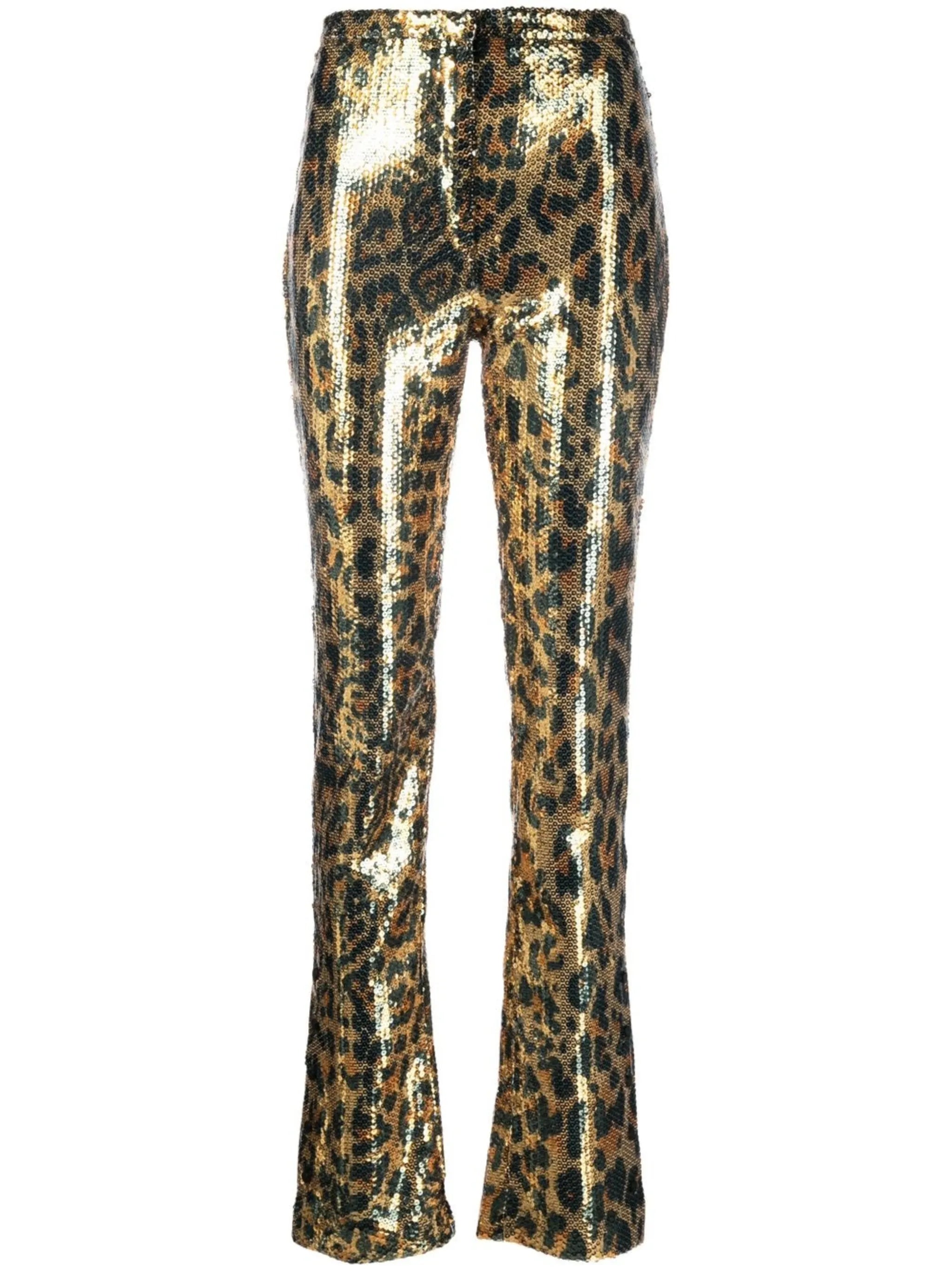 sequin-embellished leopard-print trousers