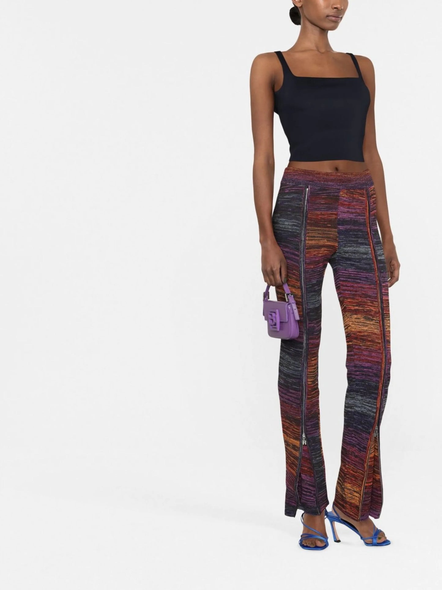 Space dyed knit trousers