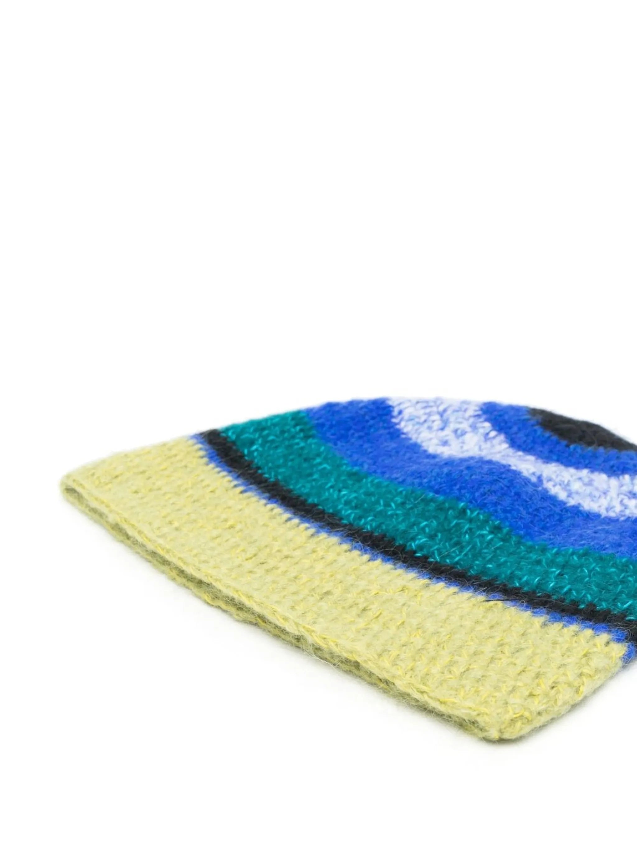 stripe-knit beanie hat