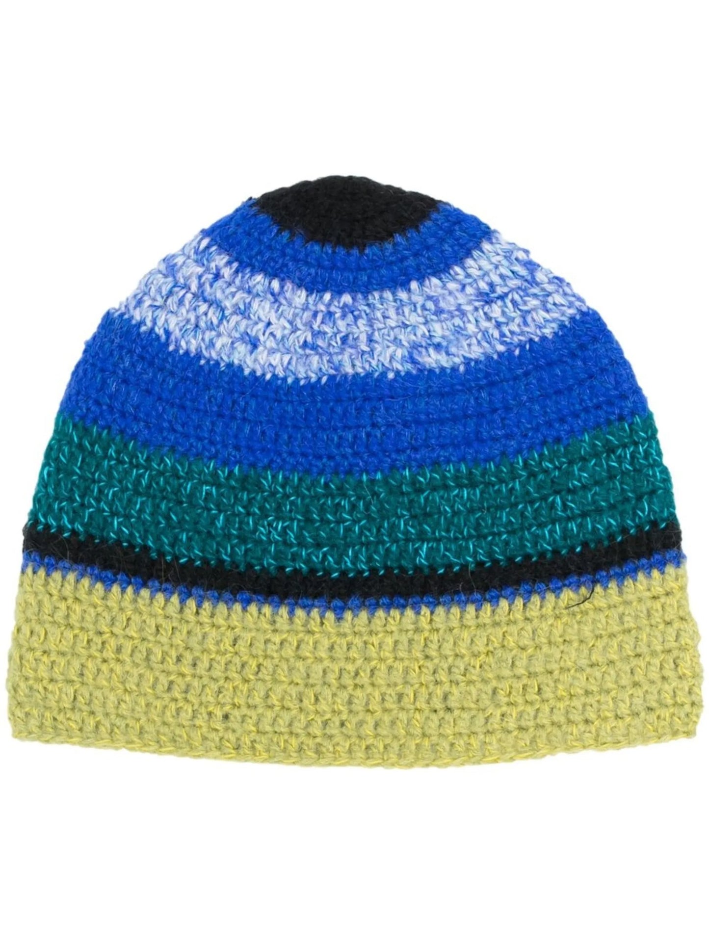 stripe-knit beanie hat