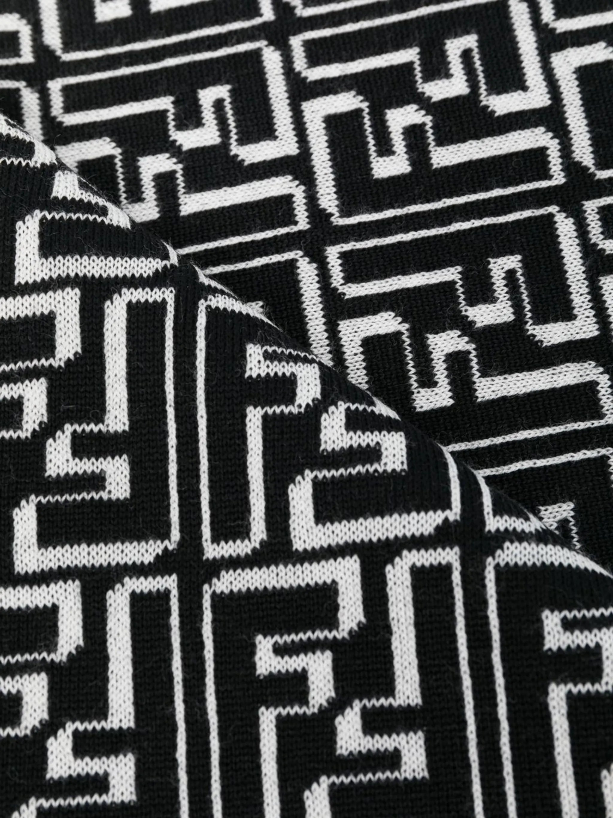 logo-print virgin-wool scarf