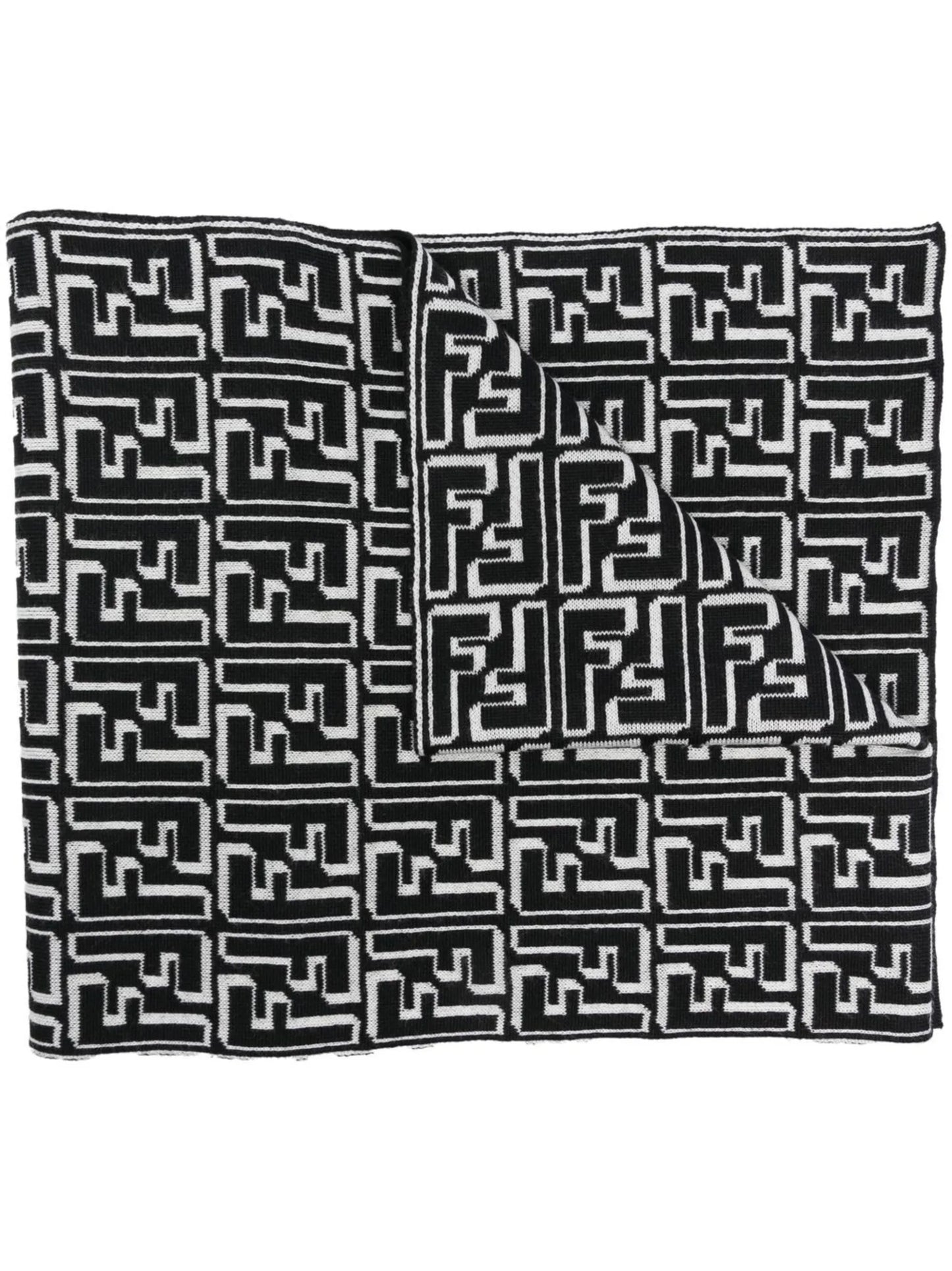 logo-print virgin-wool scarf