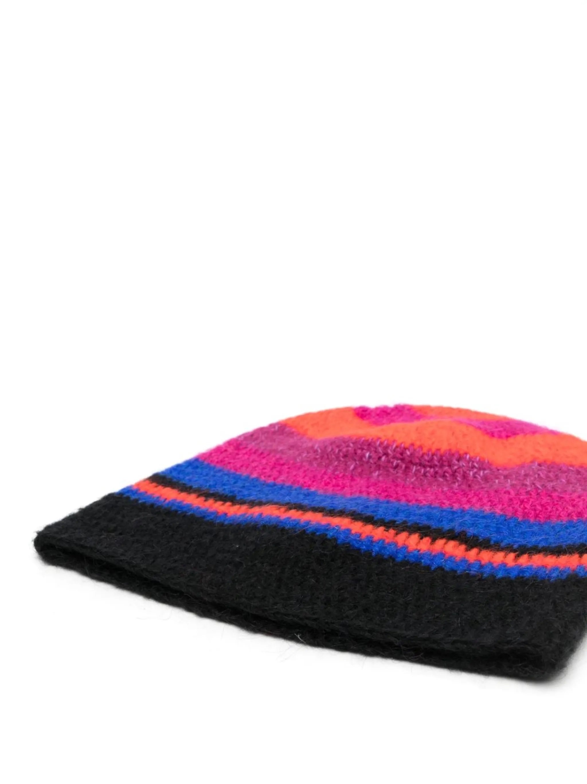 colour-block striped beanie