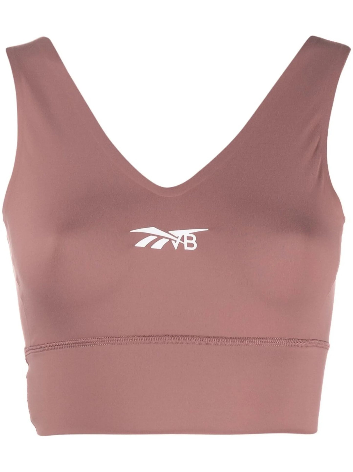 logo-print V-neck sports bra