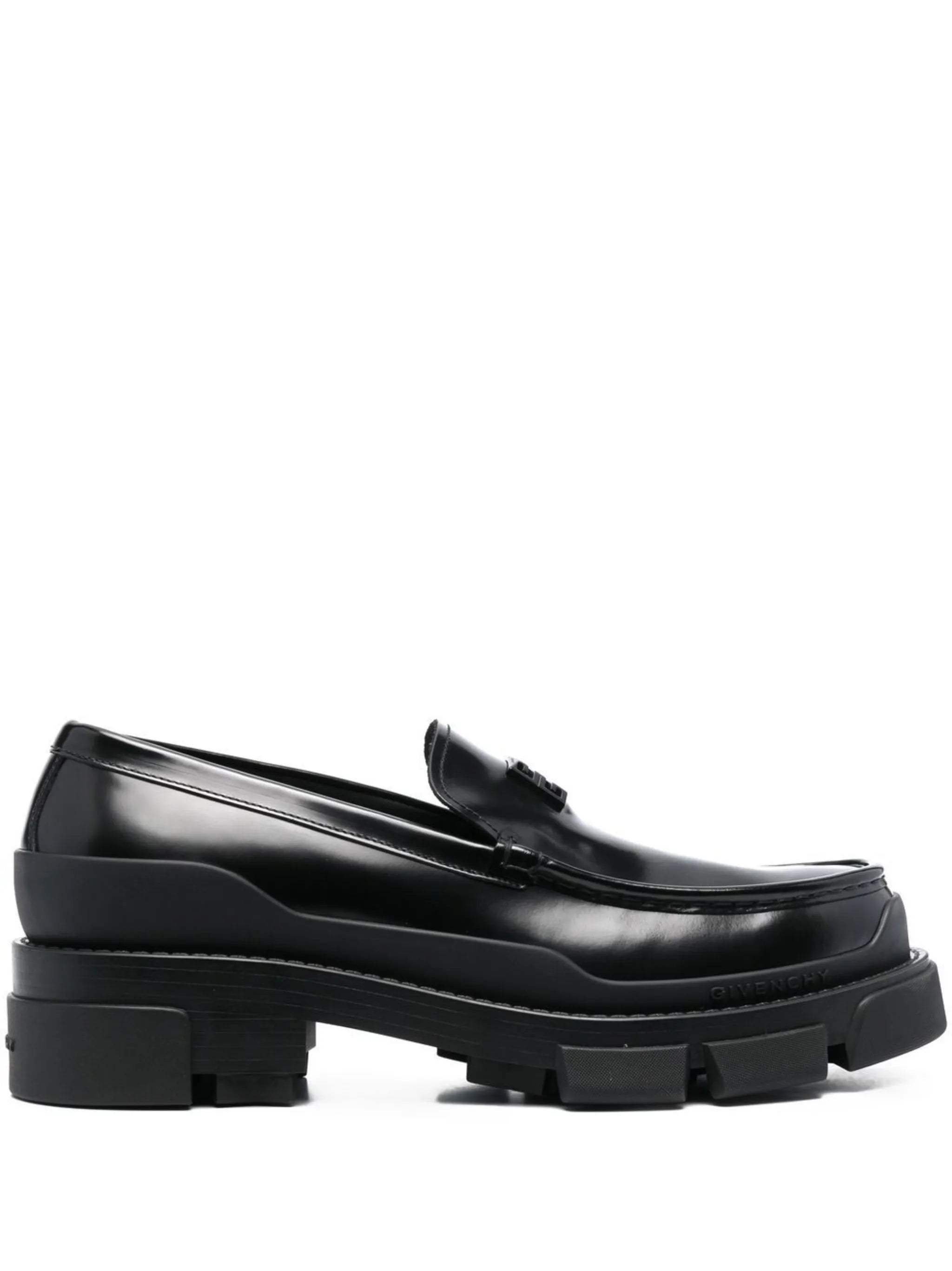 embossed-logo loafers