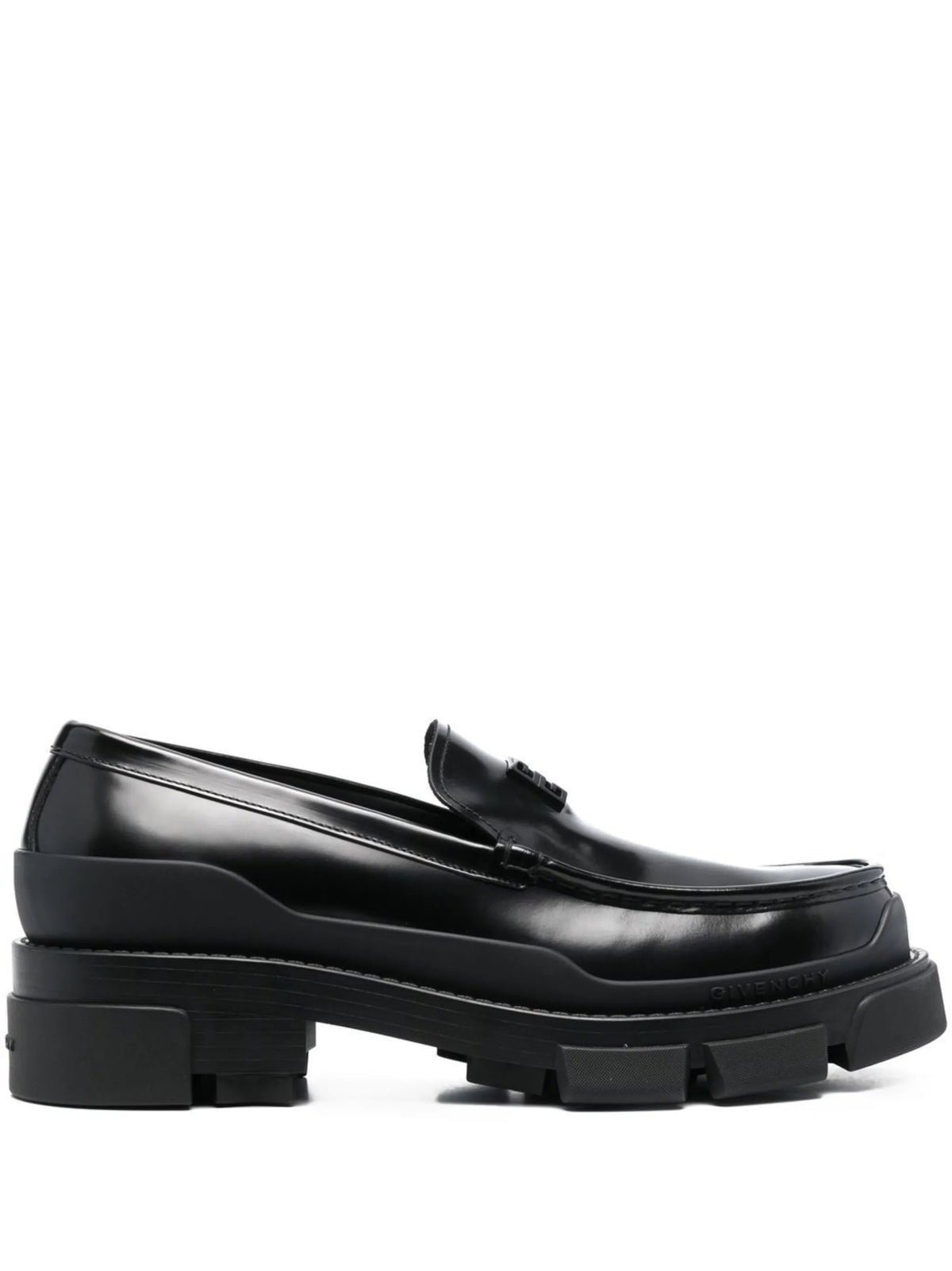 embossed-logo loafers
