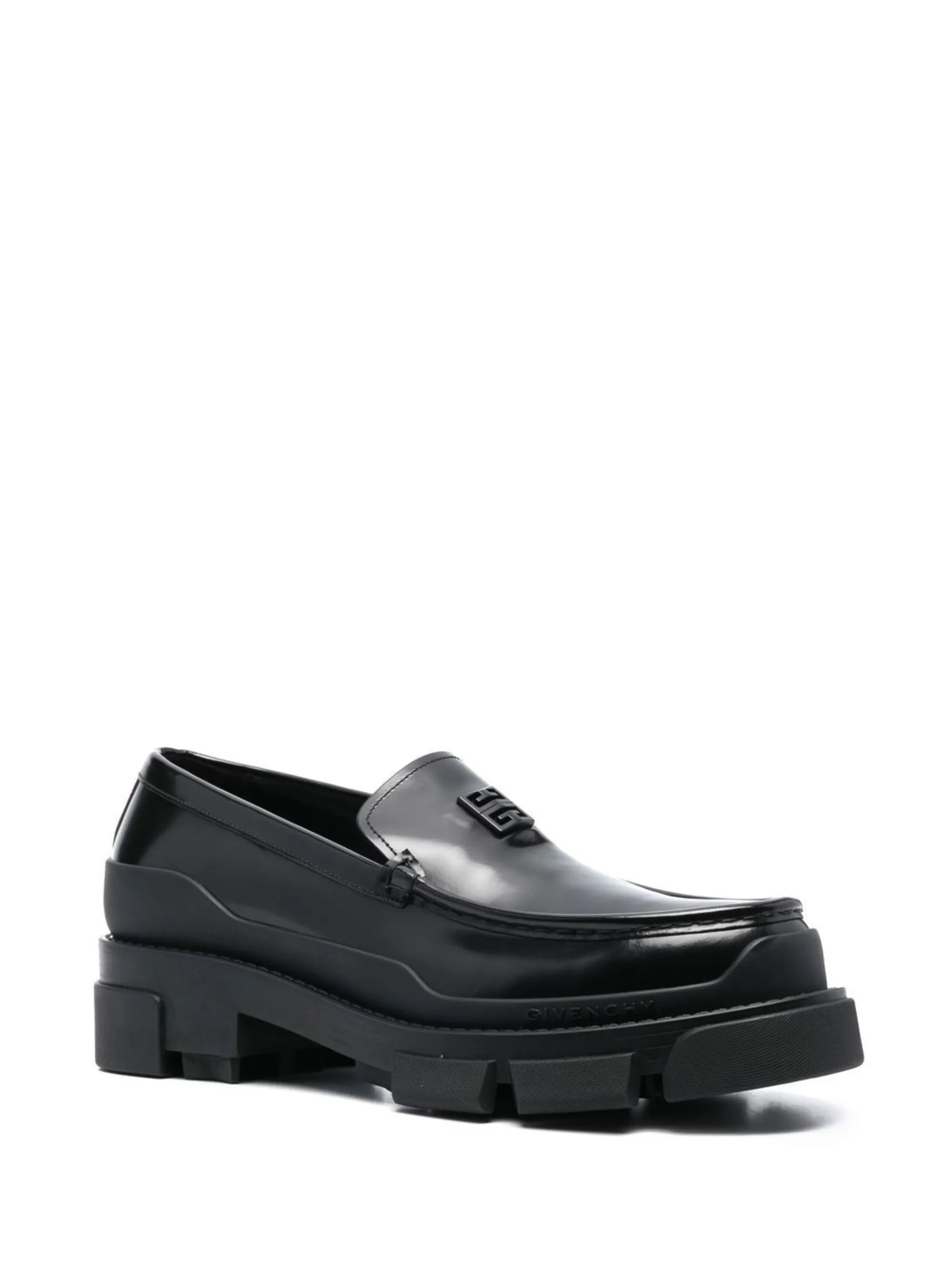 embossed-logo loafers