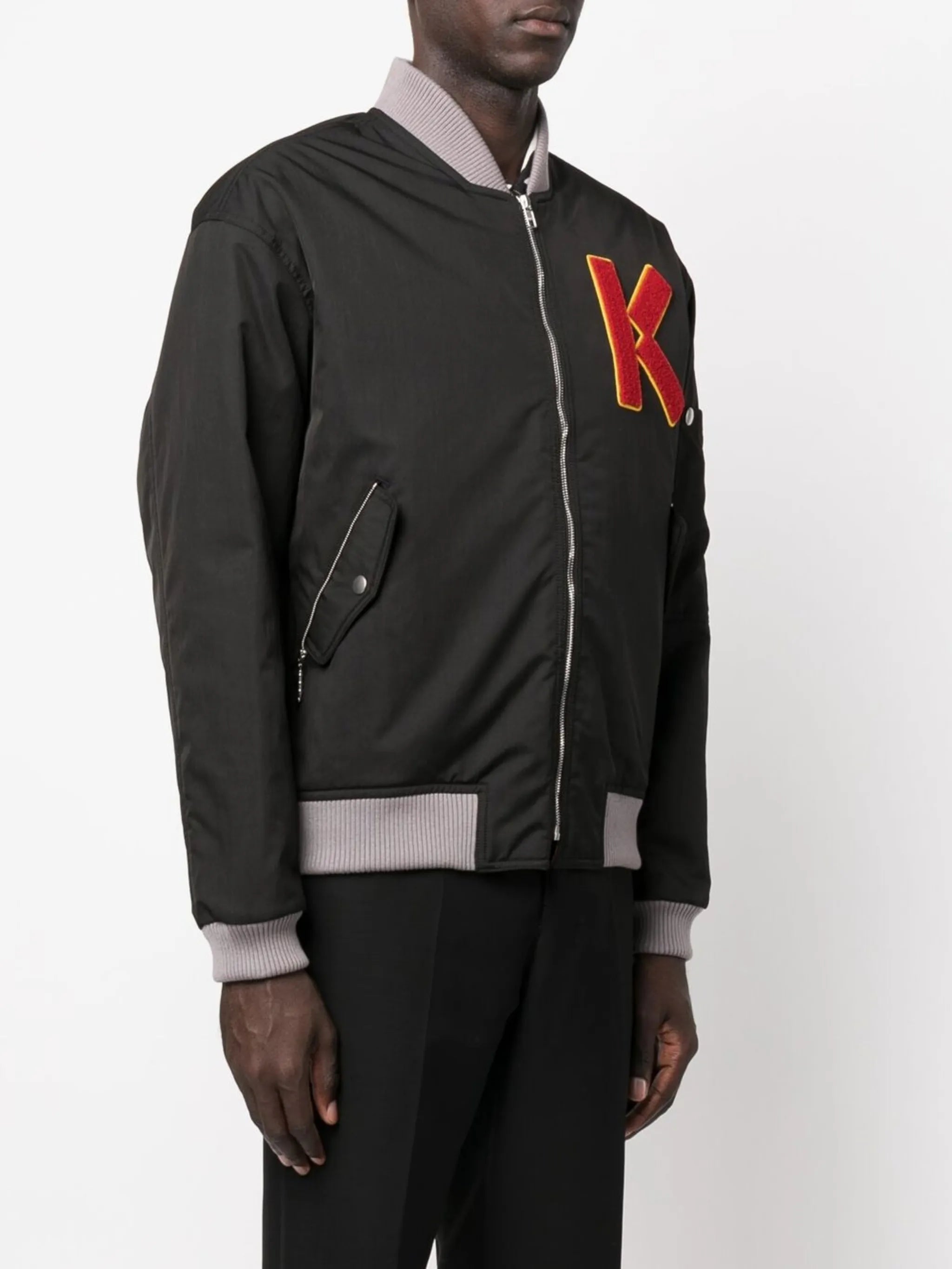 cotton embroidered-logo bomber jacket