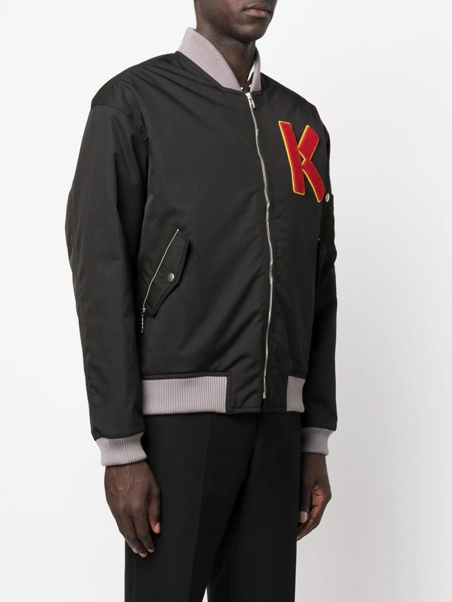 cotton embroidered-logo bomber jacket