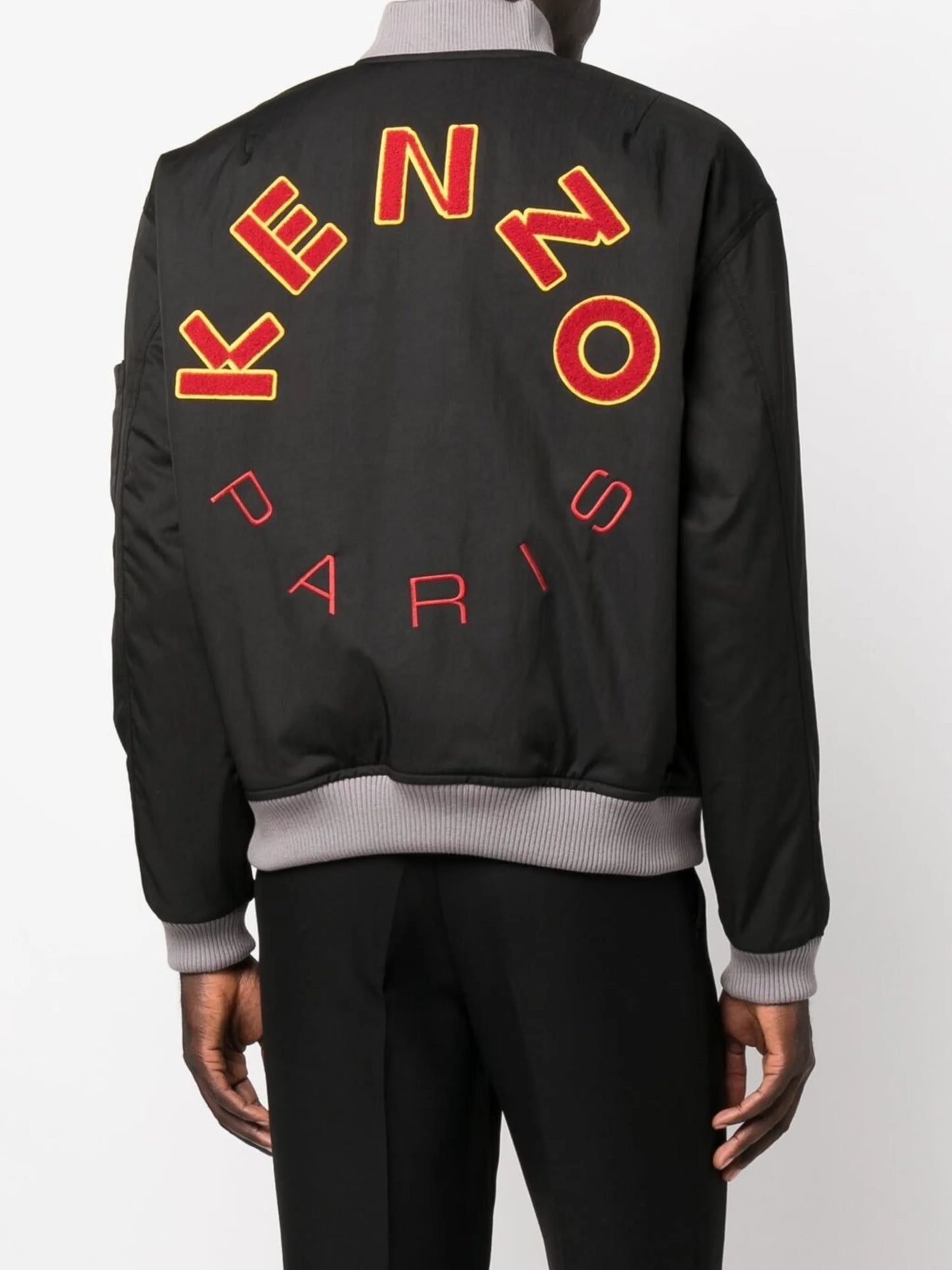 cotton embroidered-logo bomber jacket
