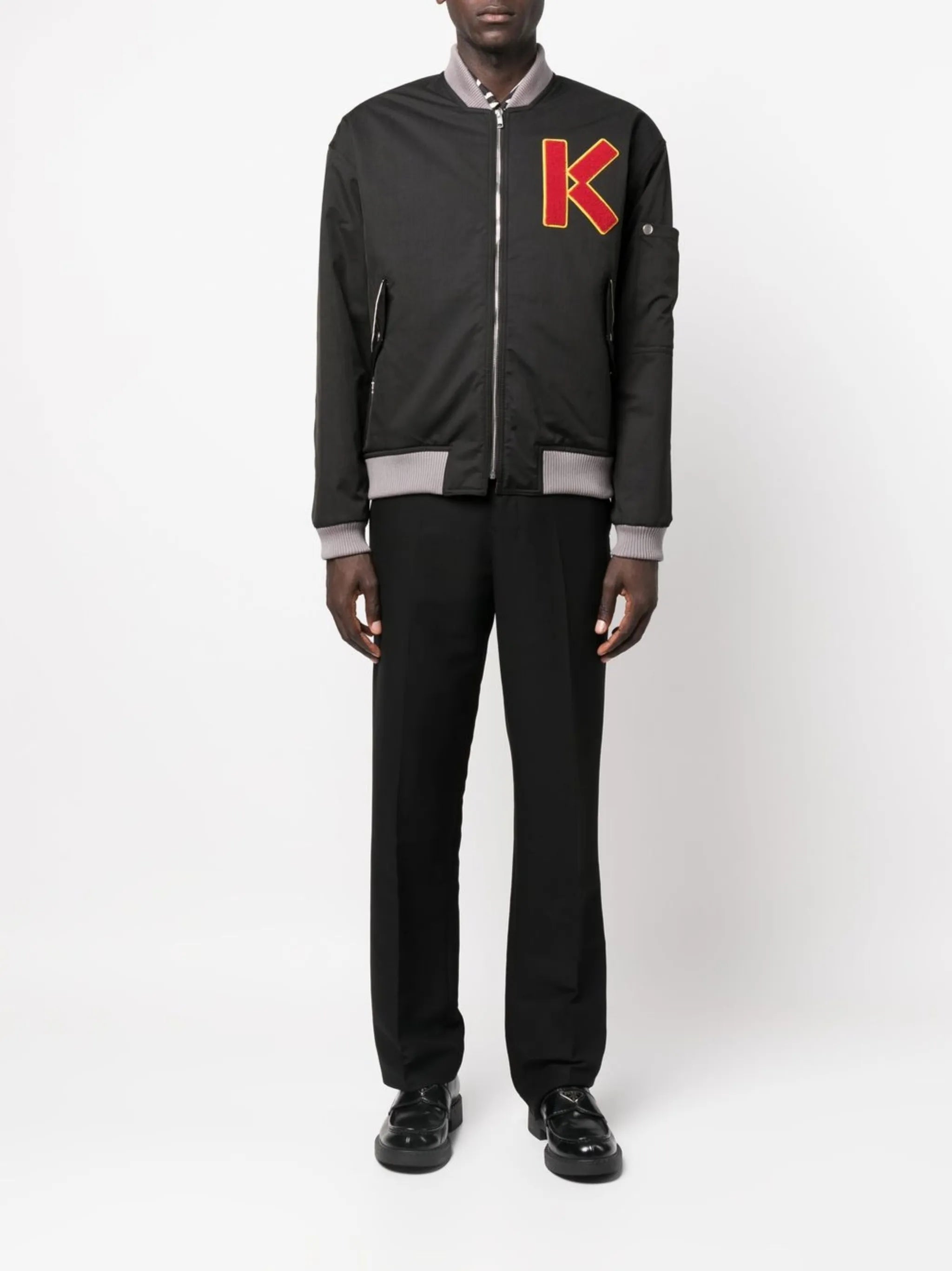 cotton embroidered-logo bomber jacket