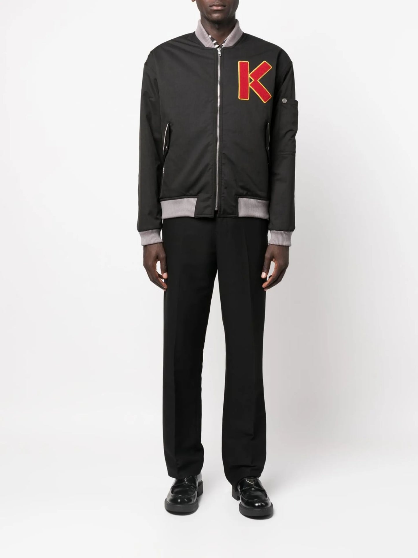 cotton embroidered-logo bomber jacket