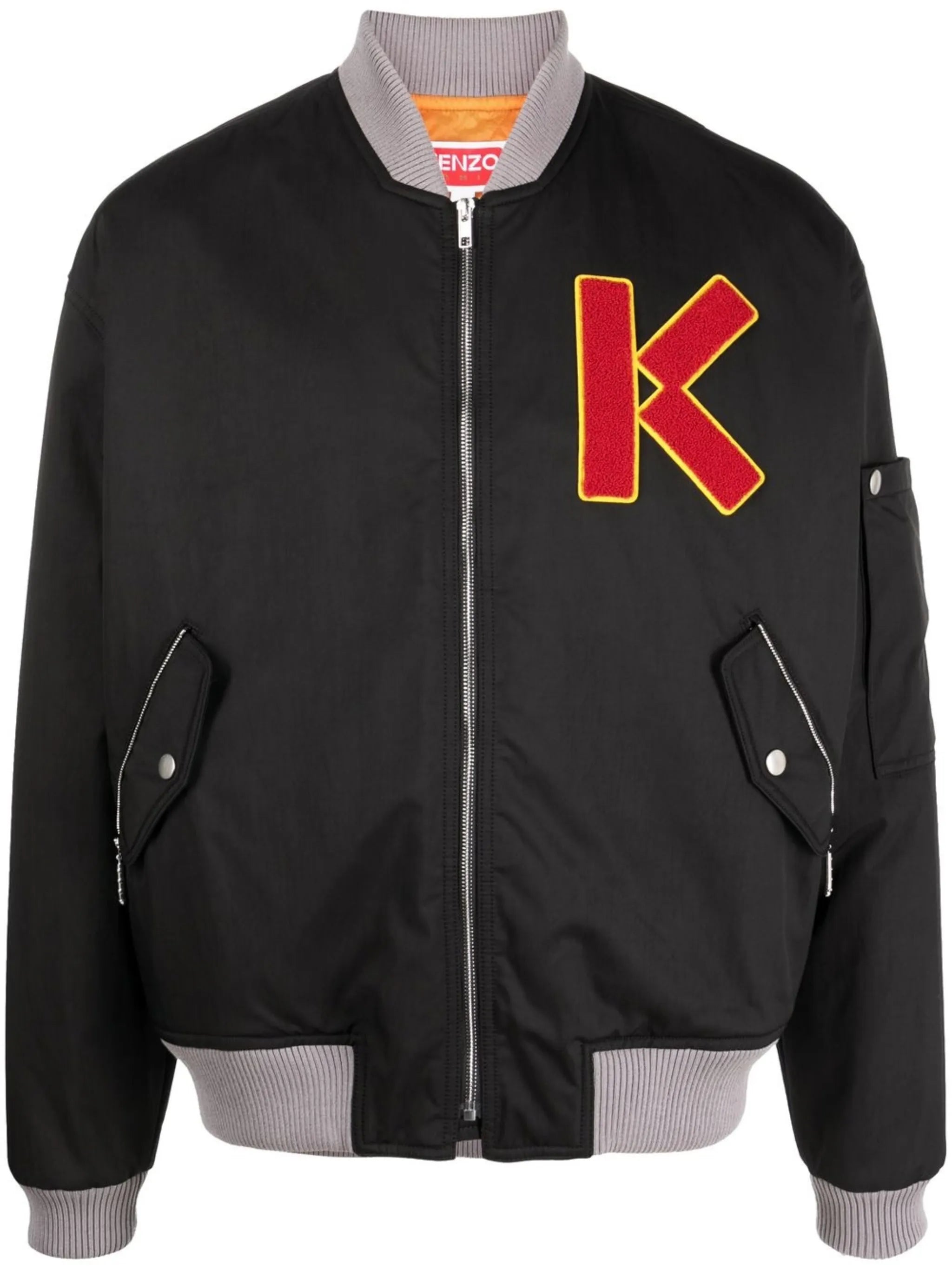 cotton embroidered-logo bomber jacket