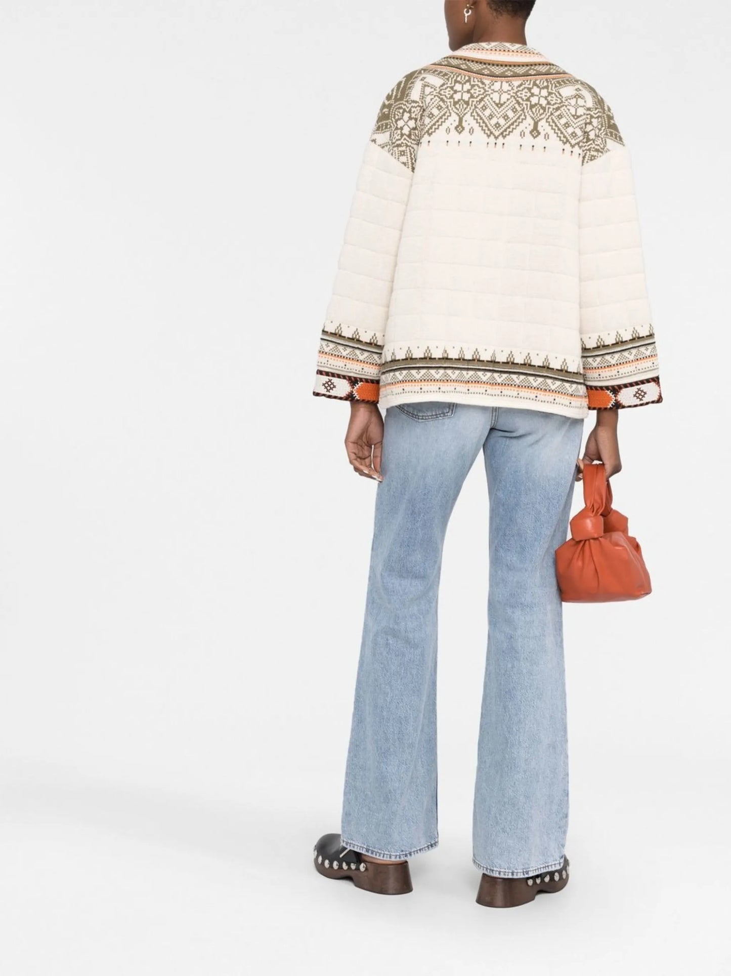 quilted geometric-pattern jacket