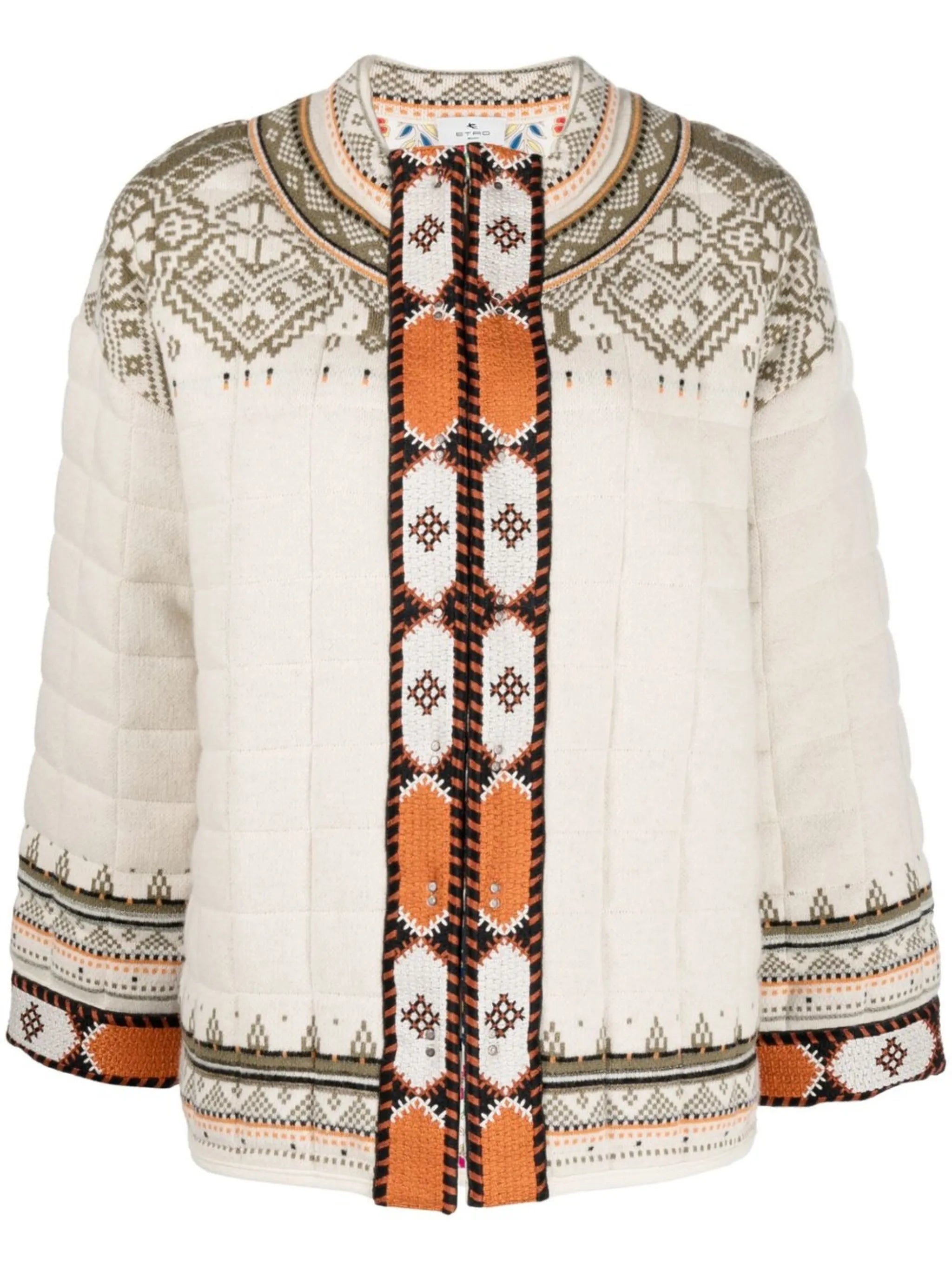 quilted geometric-pattern jacket