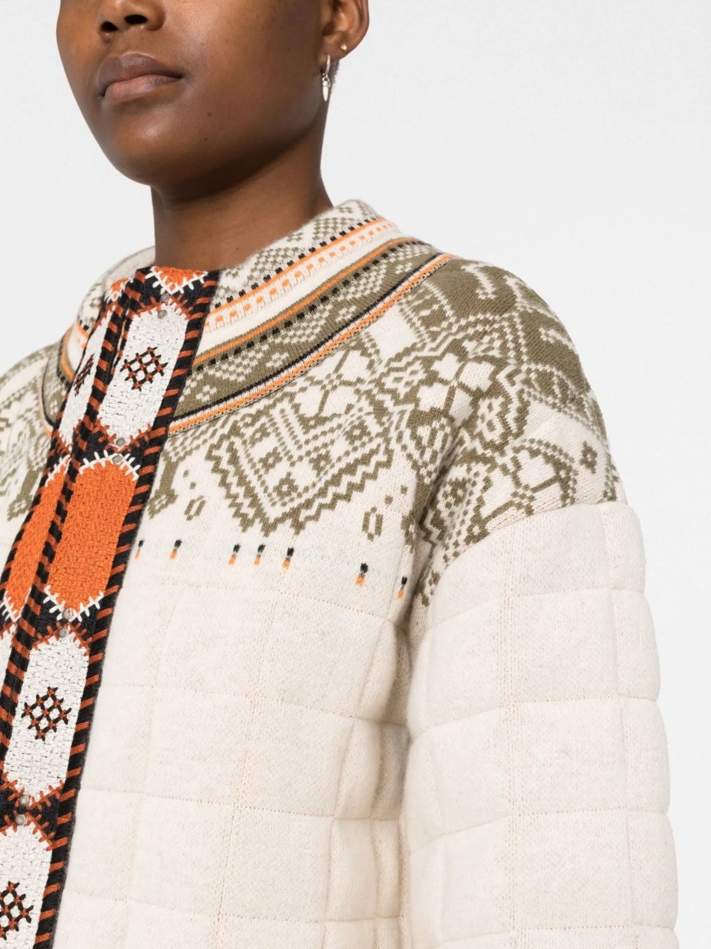 quilted geometric-pattern jacket