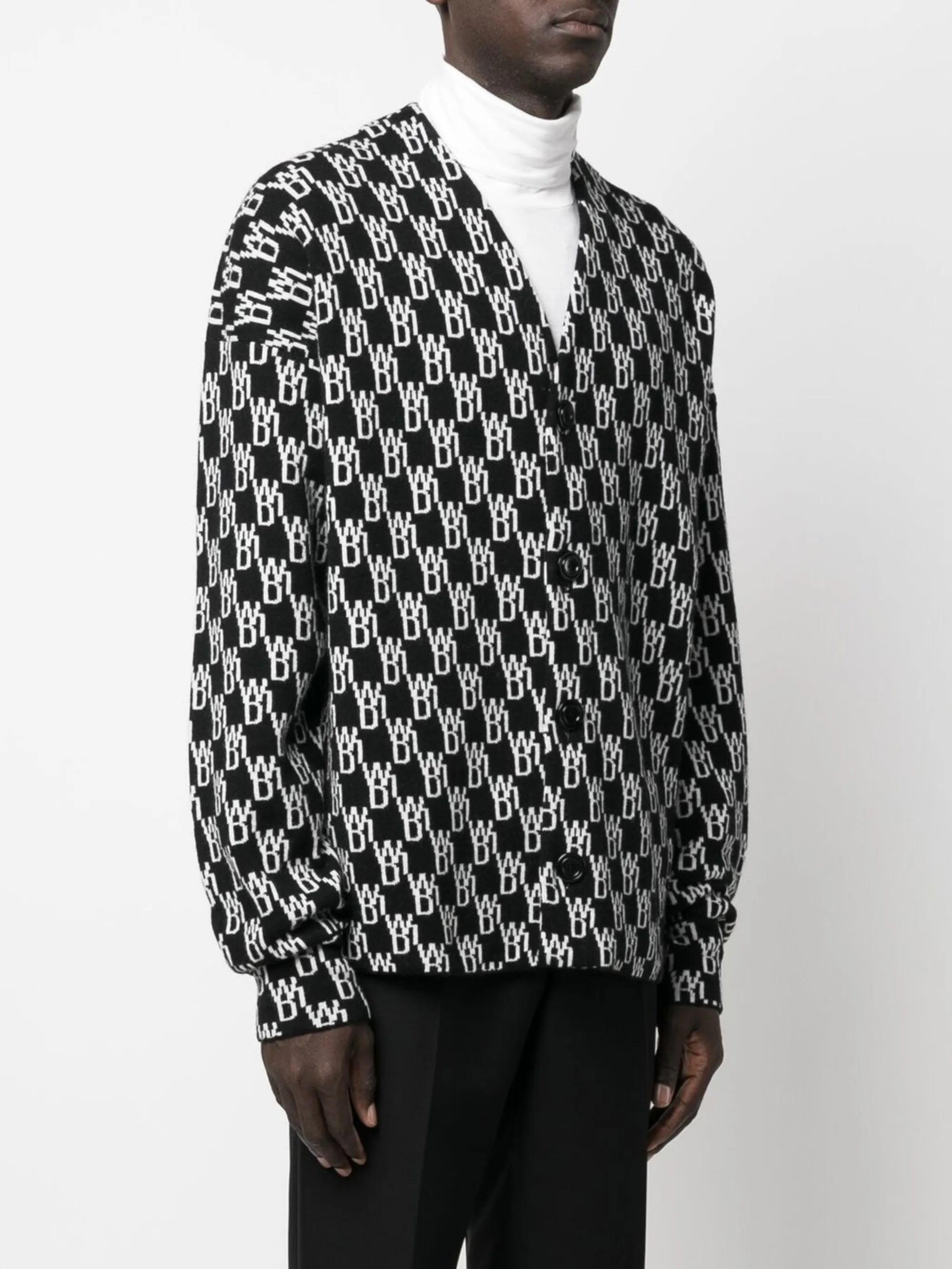 logo-knit button-up cardigan