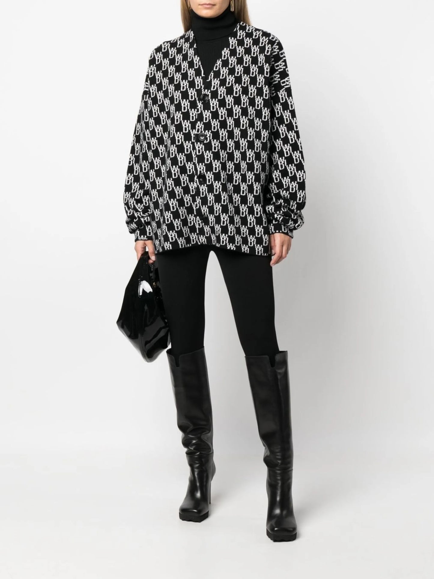 logo-knit button-up cardigan