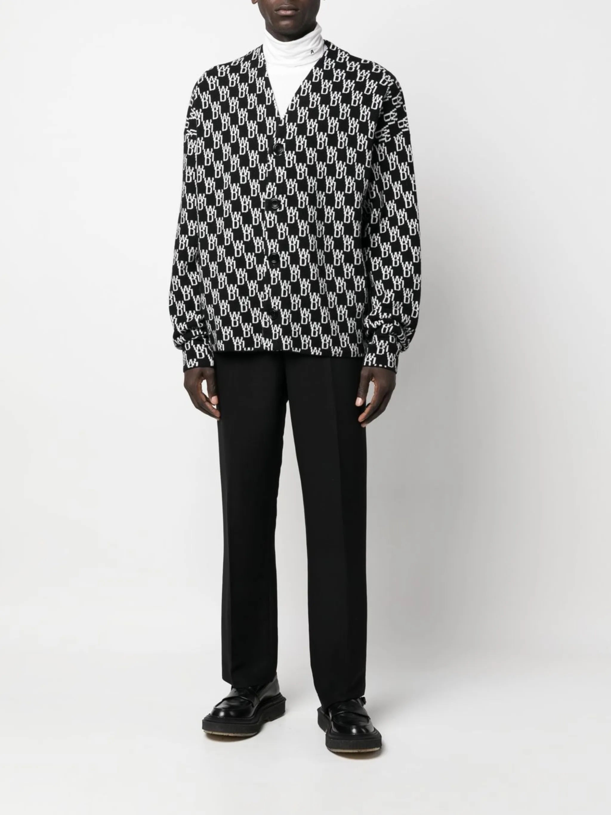 logo-knit button-up cardigan