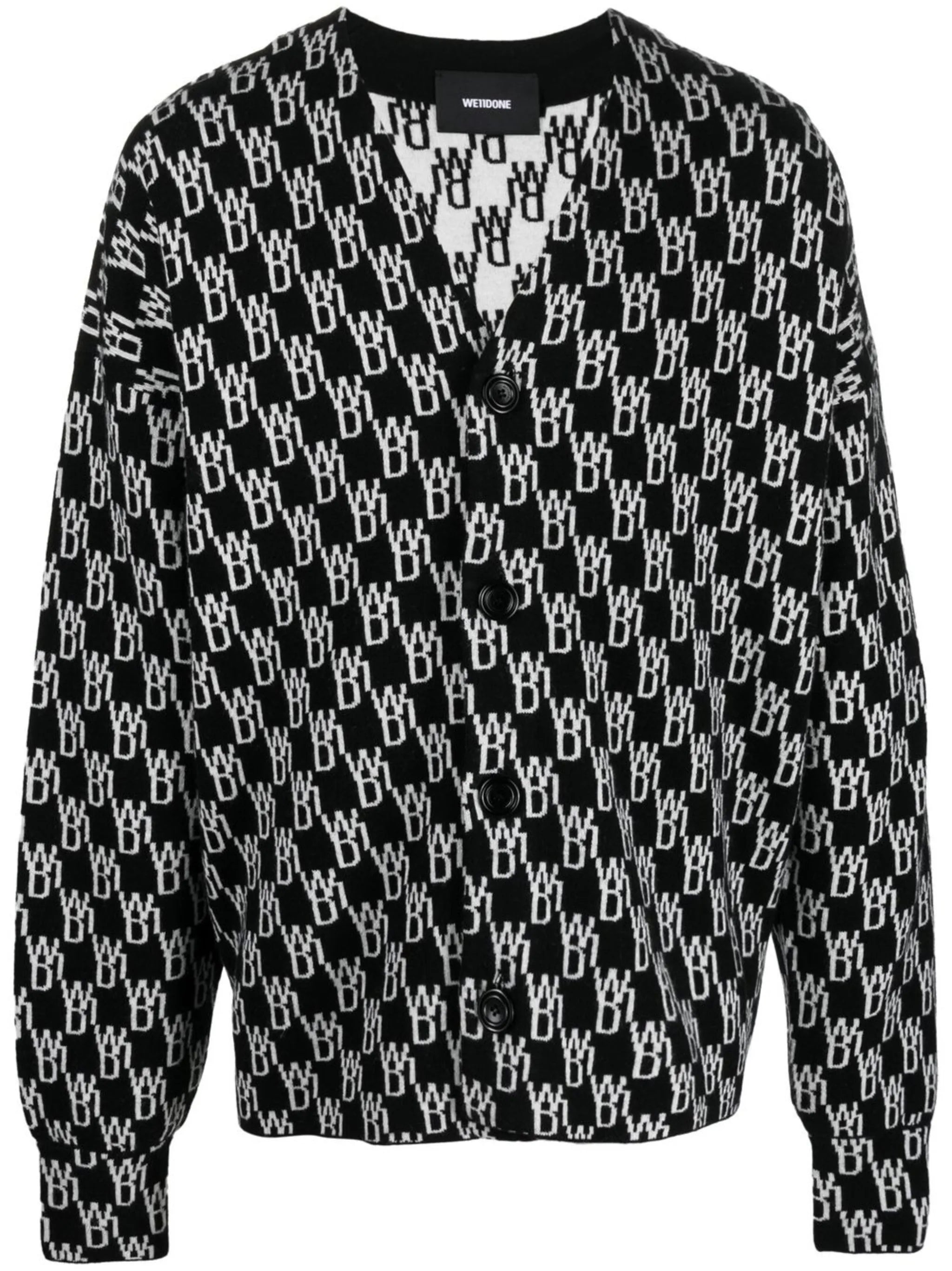 logo-knit button-up cardigan