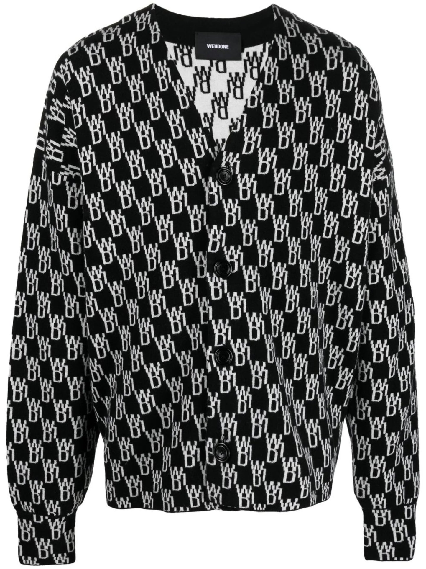 logo-knit button-up cardigan