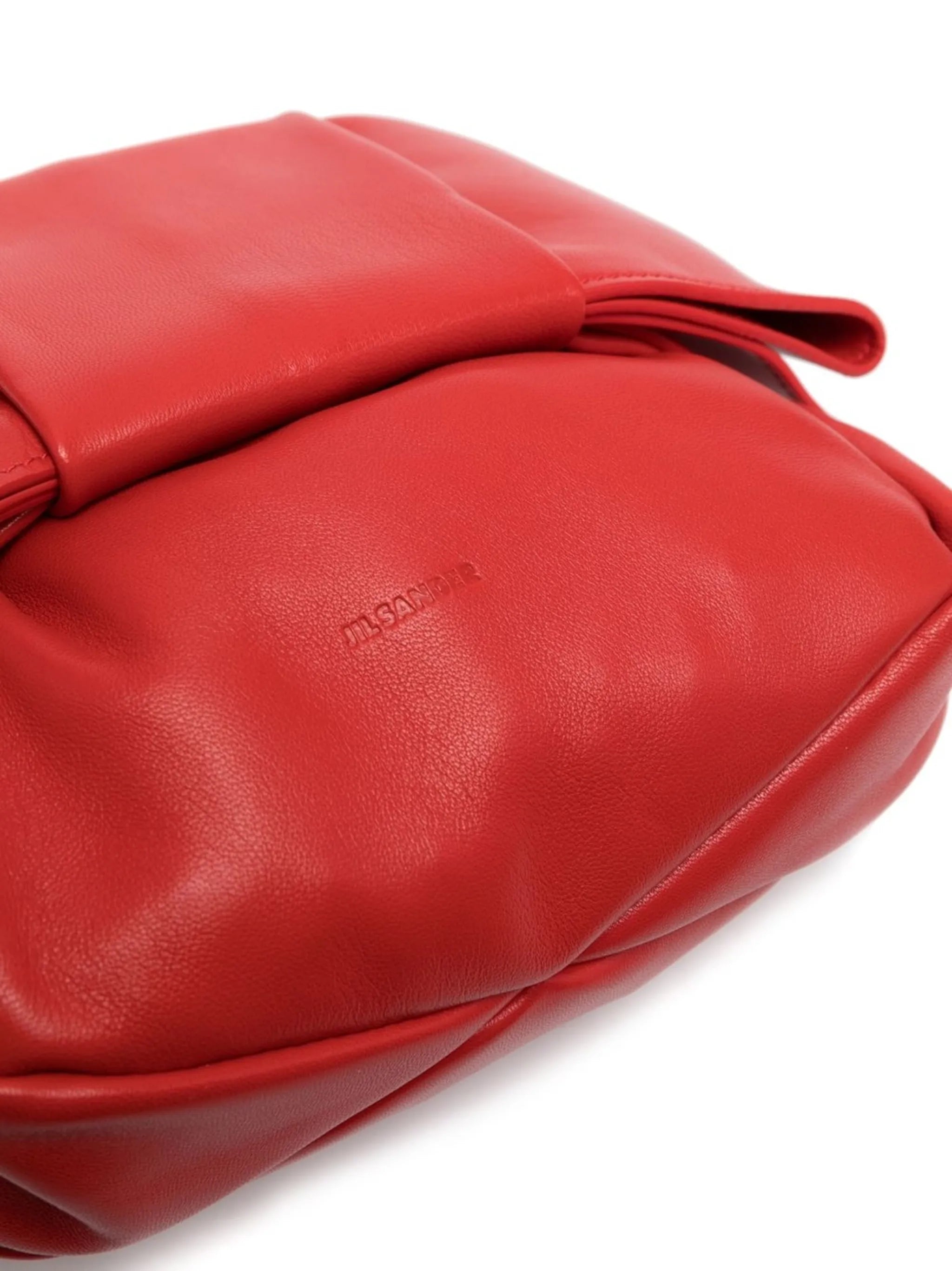 embossed-logo leather shoulder bag