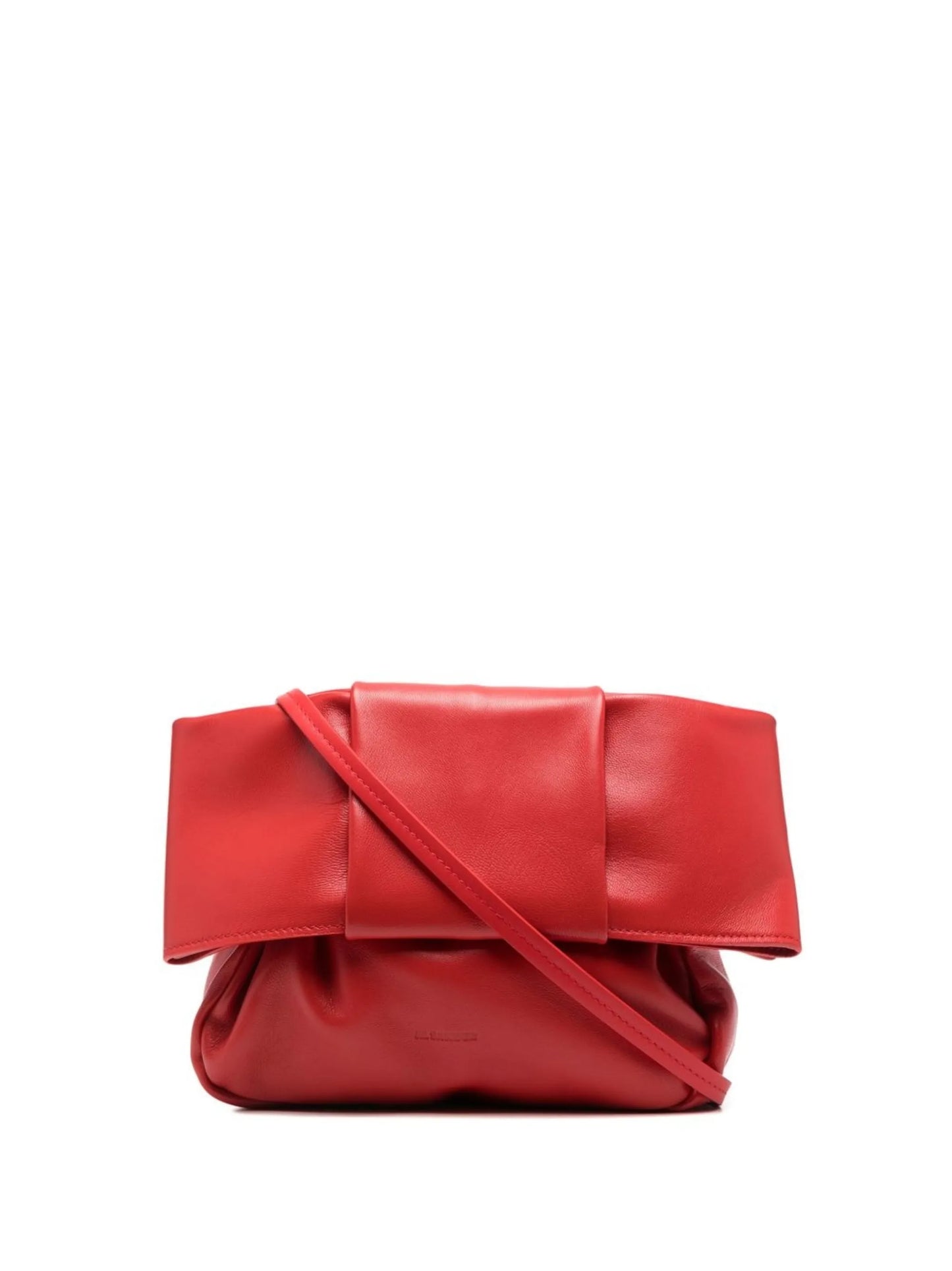 embossed-logo leather shoulder bag