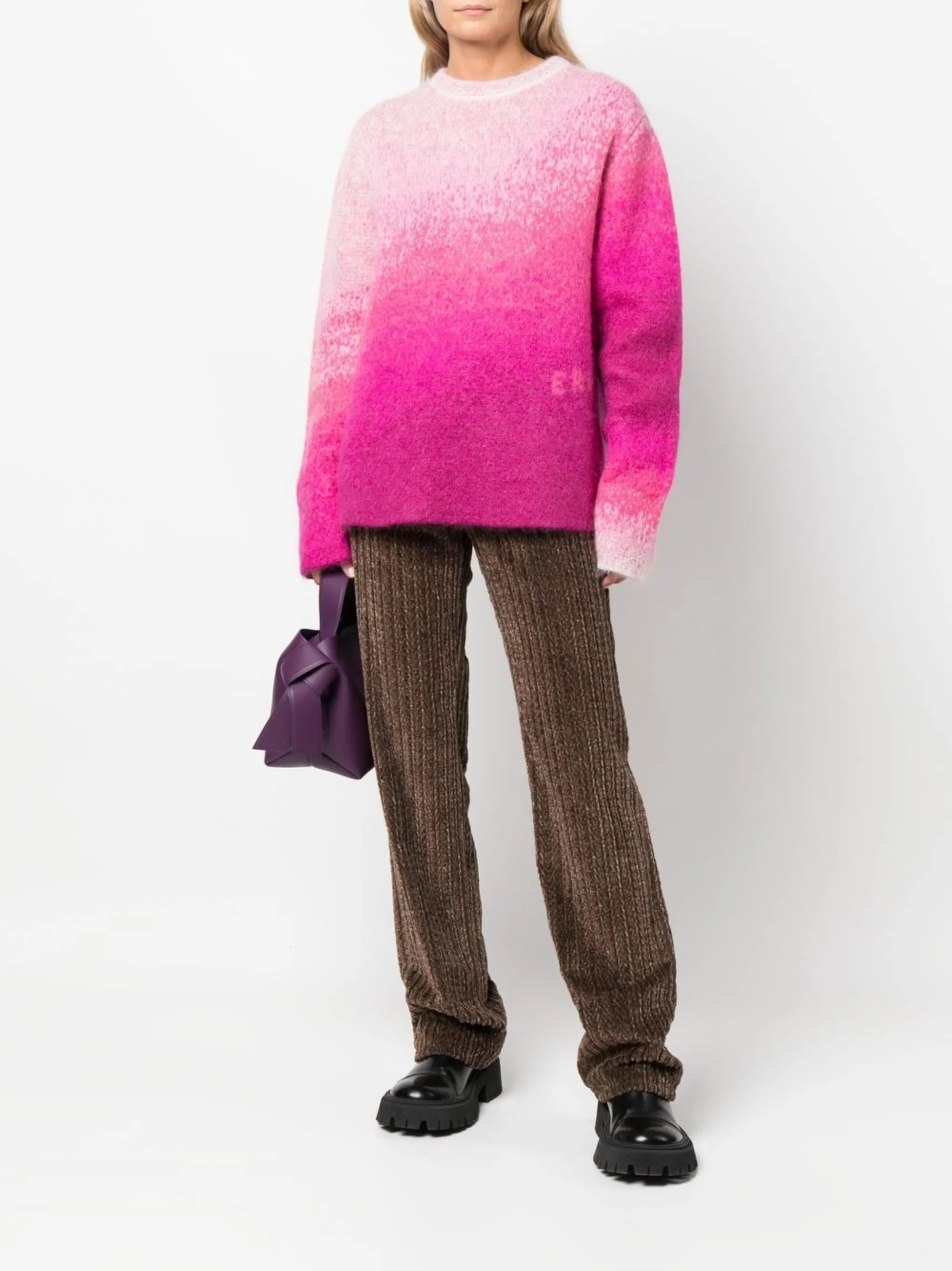 gradient-effect crew neck jumper