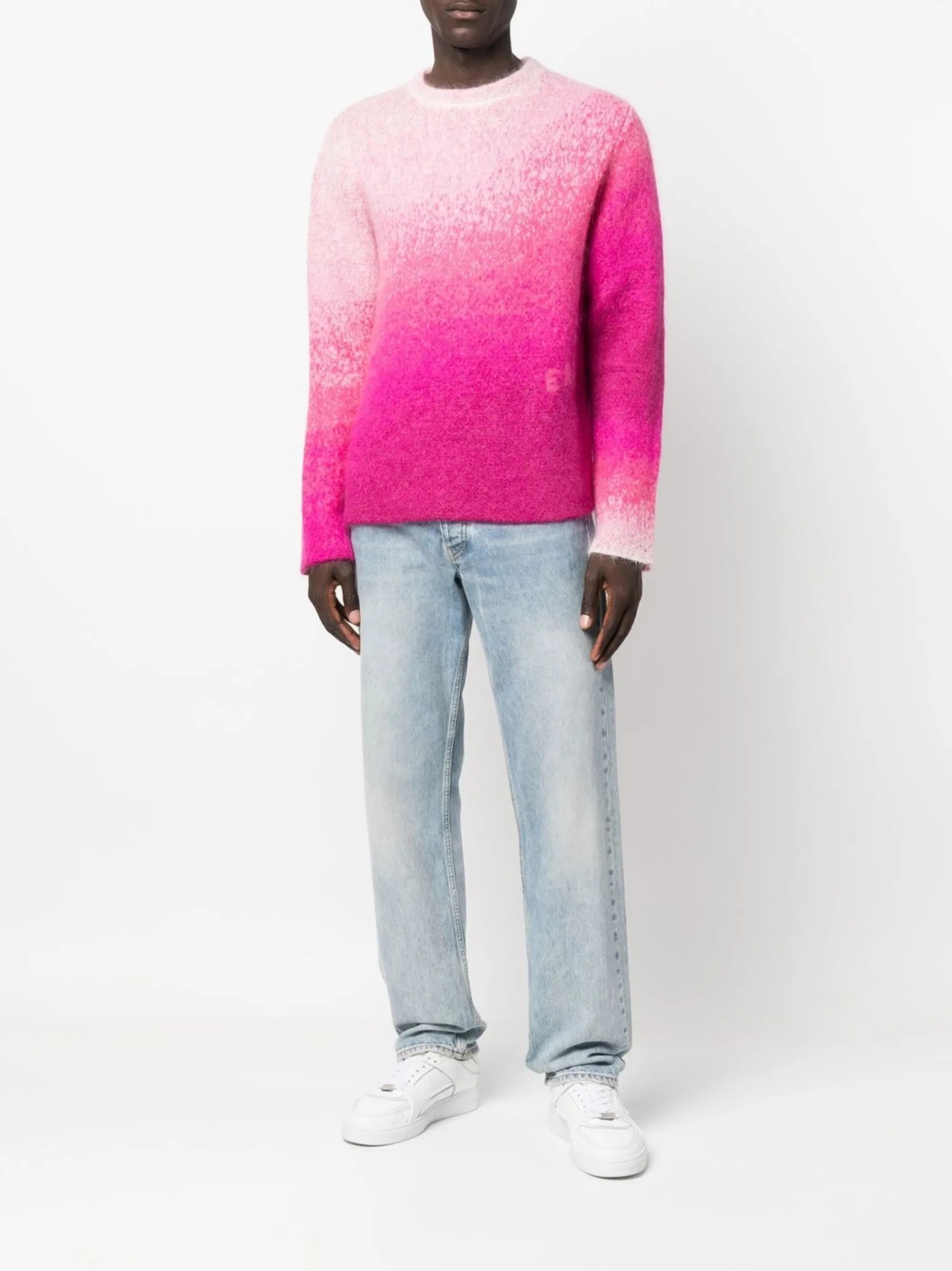 gradient-effect crew neck jumper