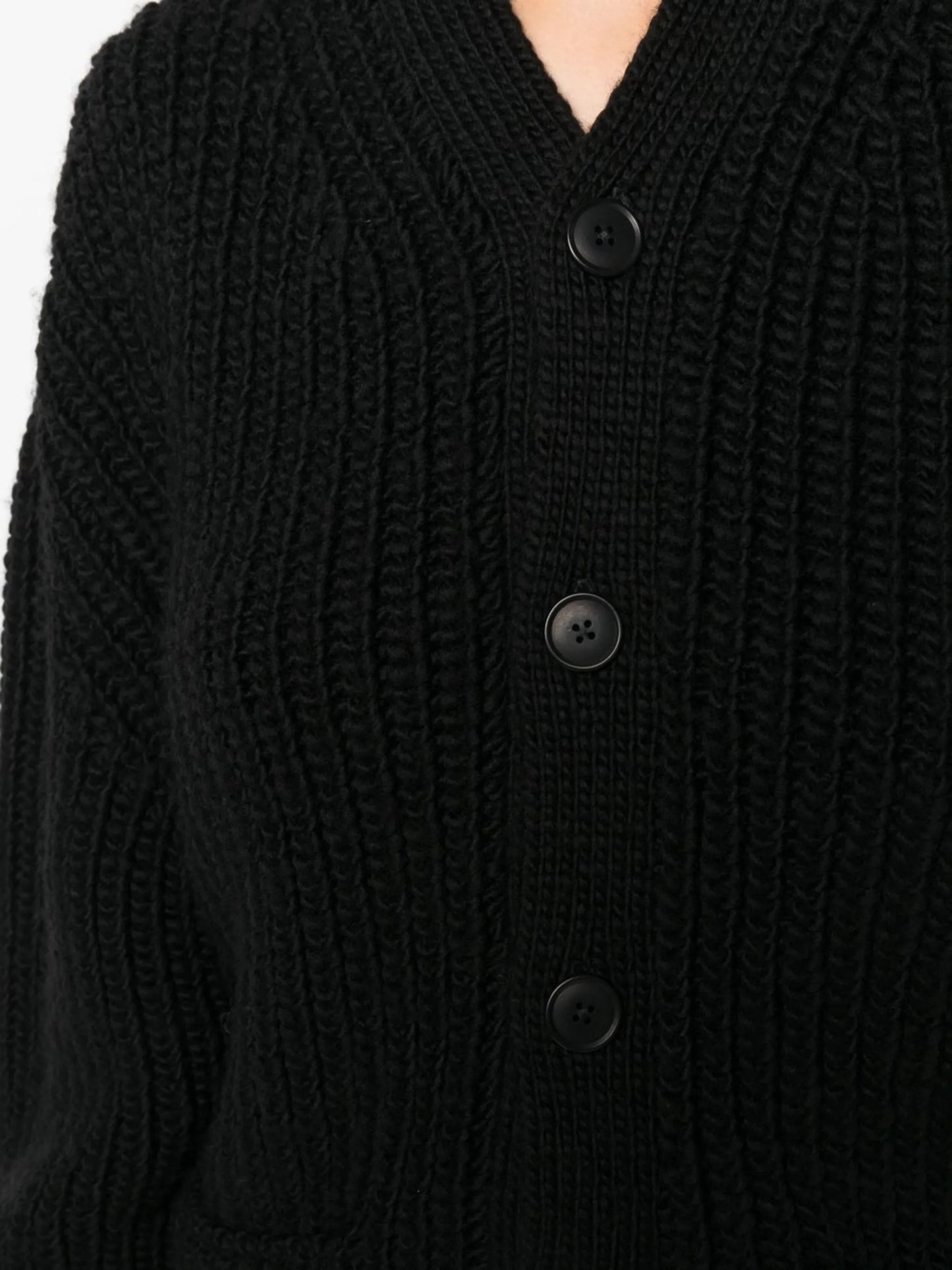 V-neck knitted wool cardigan