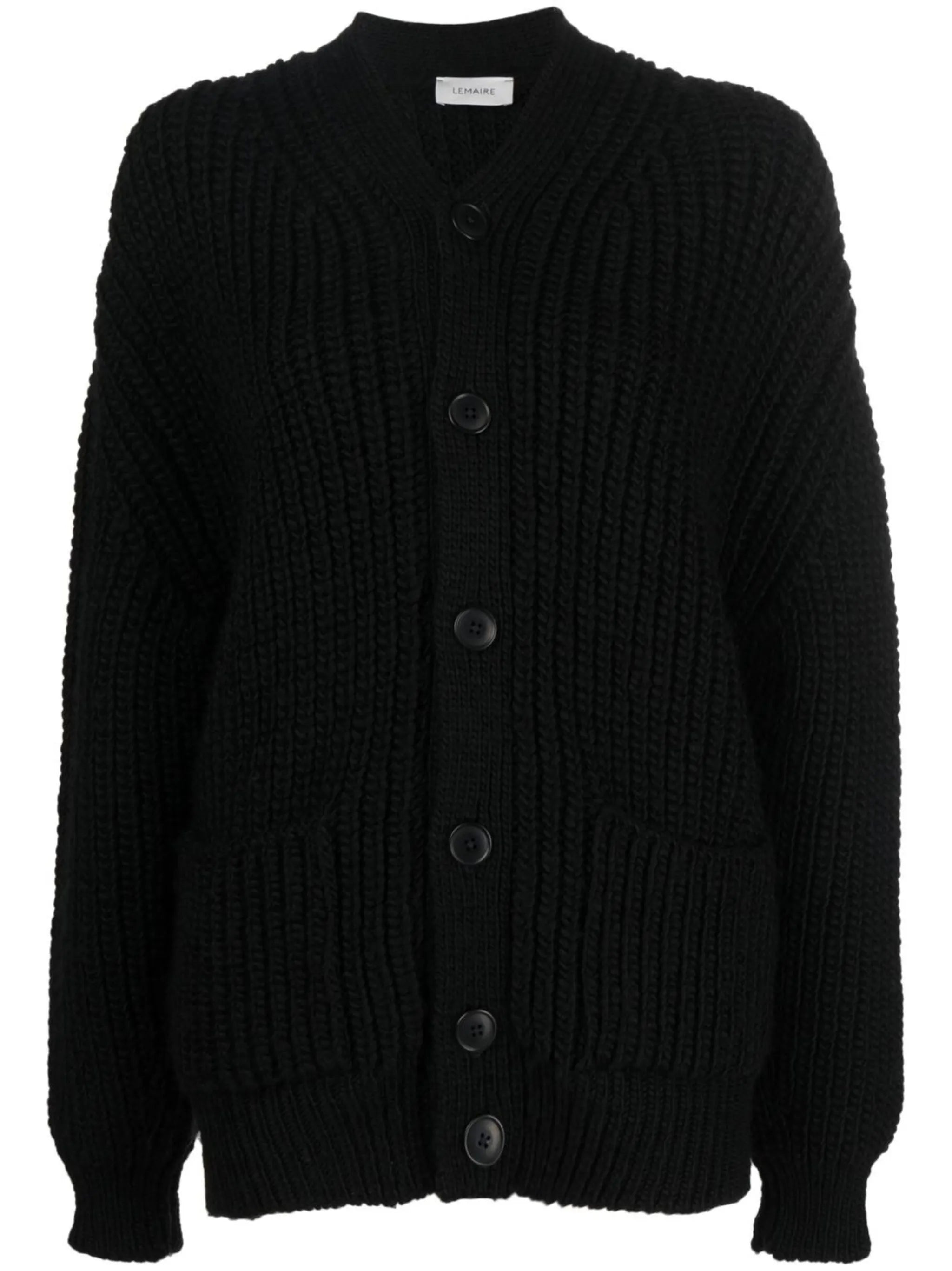 V-neck knitted wool cardigan