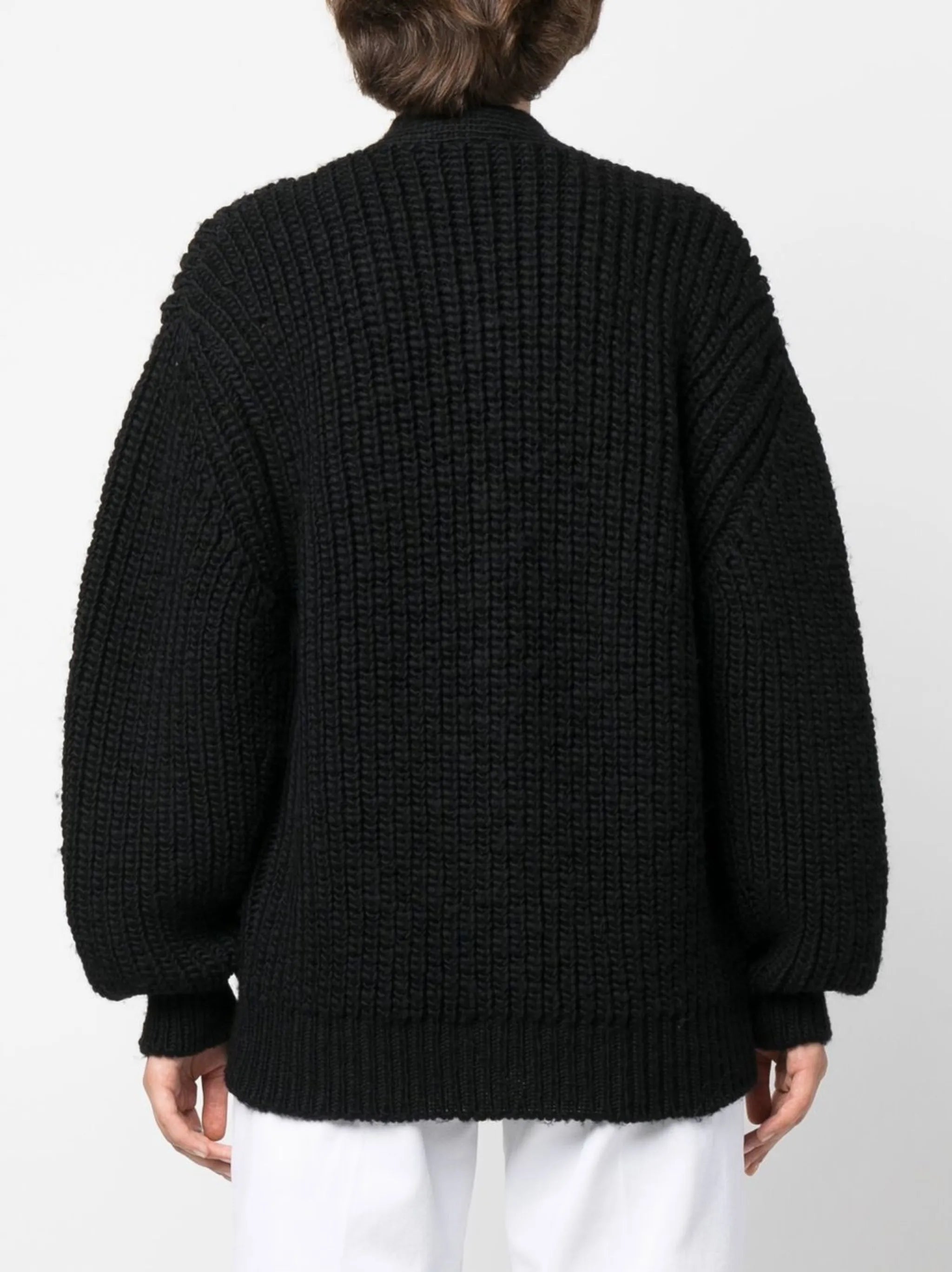 V-neck knitted wool cardigan