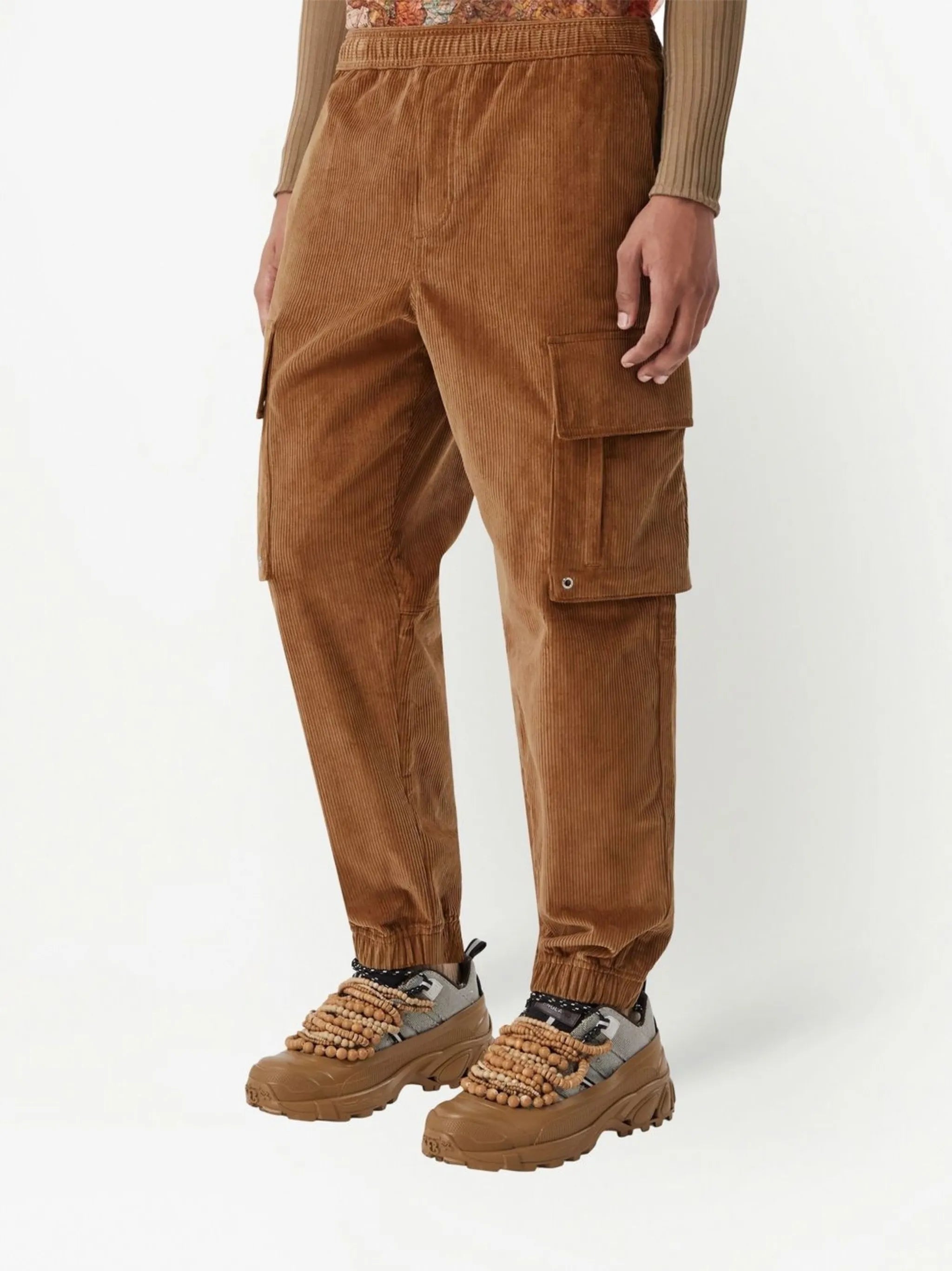 logo-plaque corduroy cargo trousers