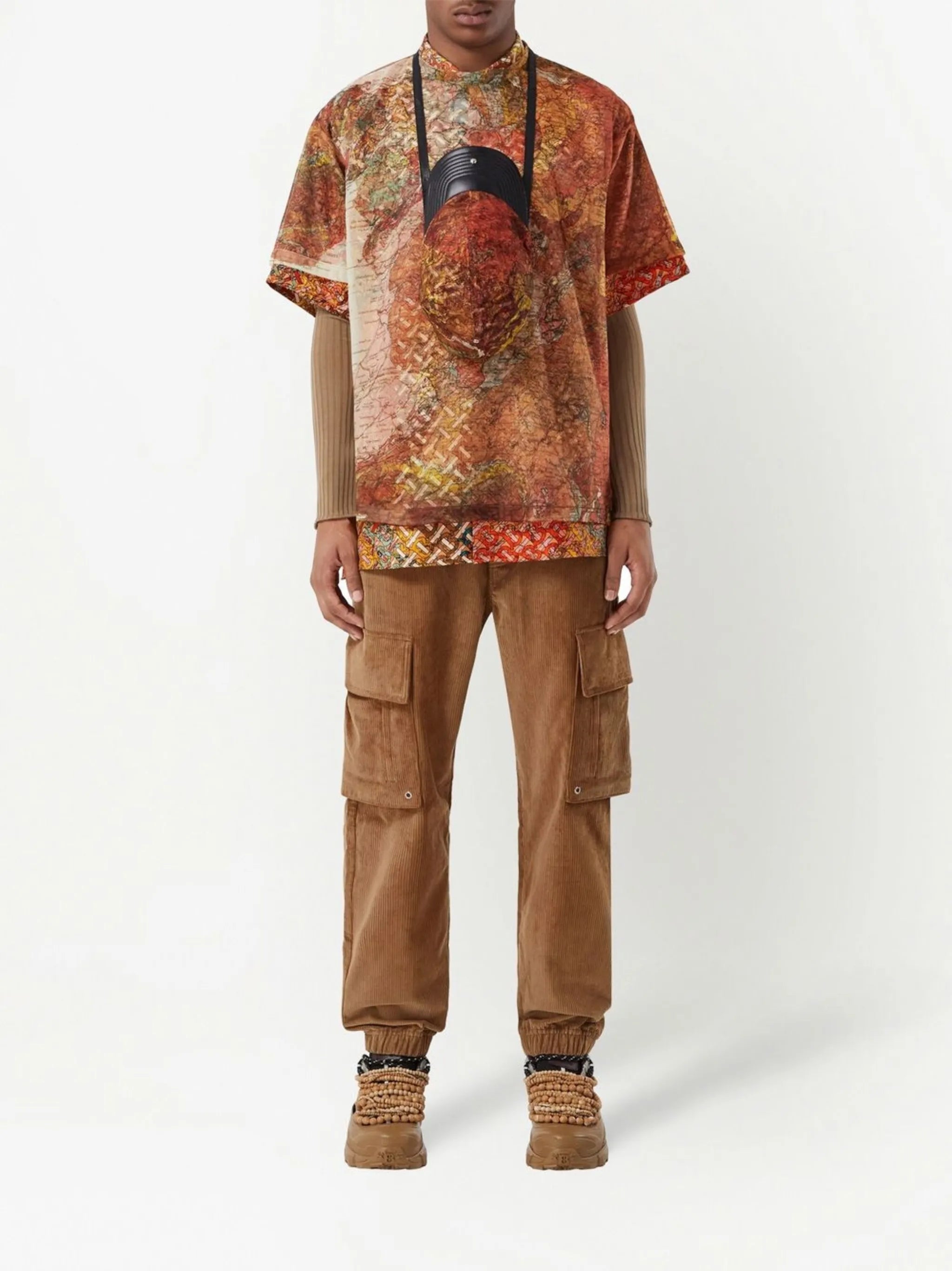 logo-plaque corduroy cargo trousers
