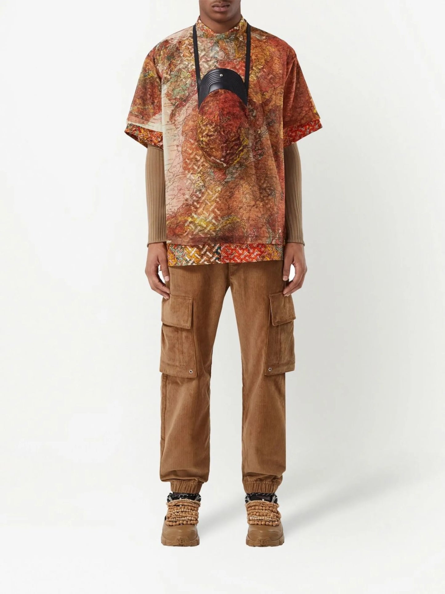 logo-plaque corduroy cargo trousers