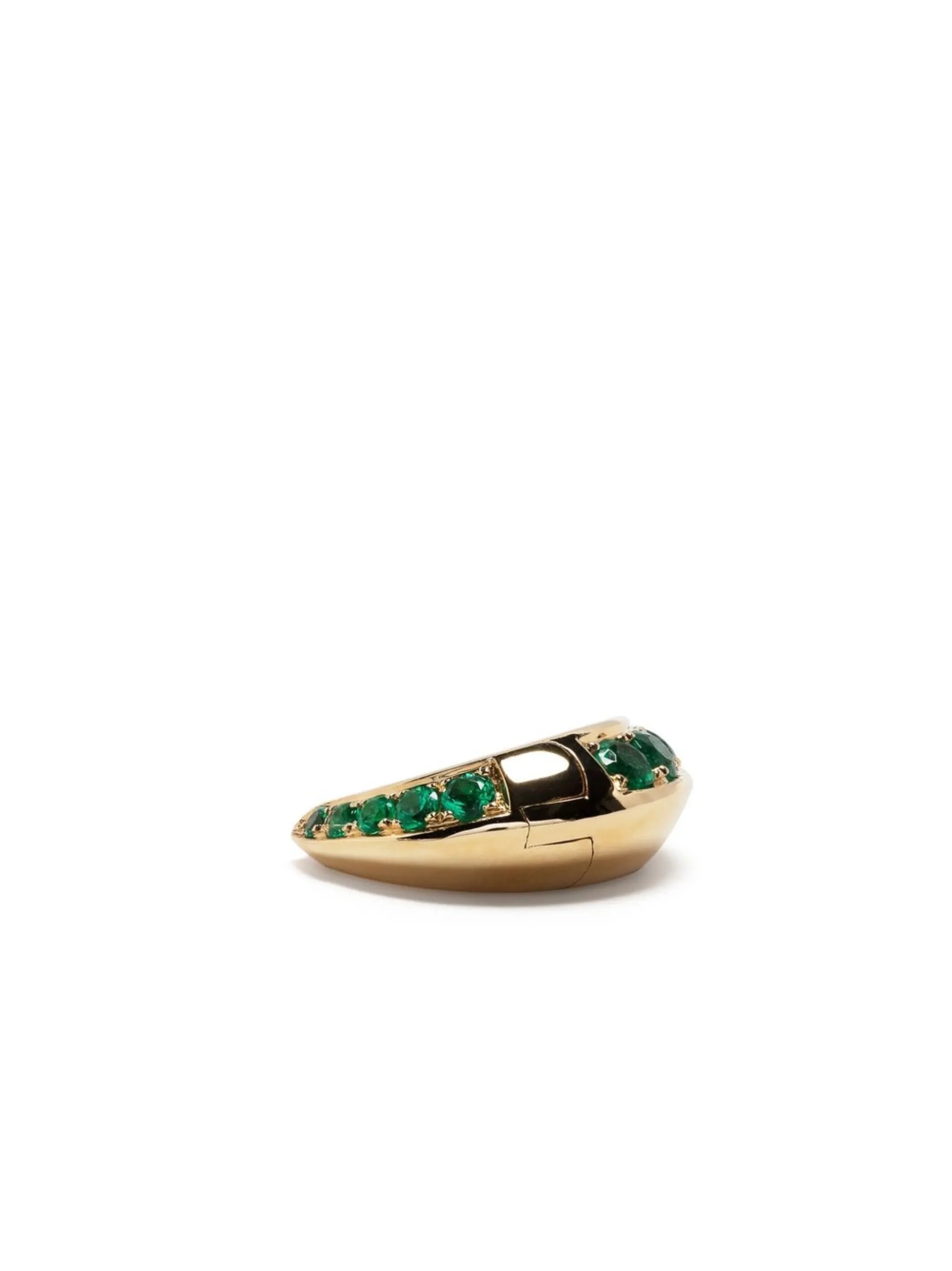 18kt yellow gold Small Crescent emerald hoop earring