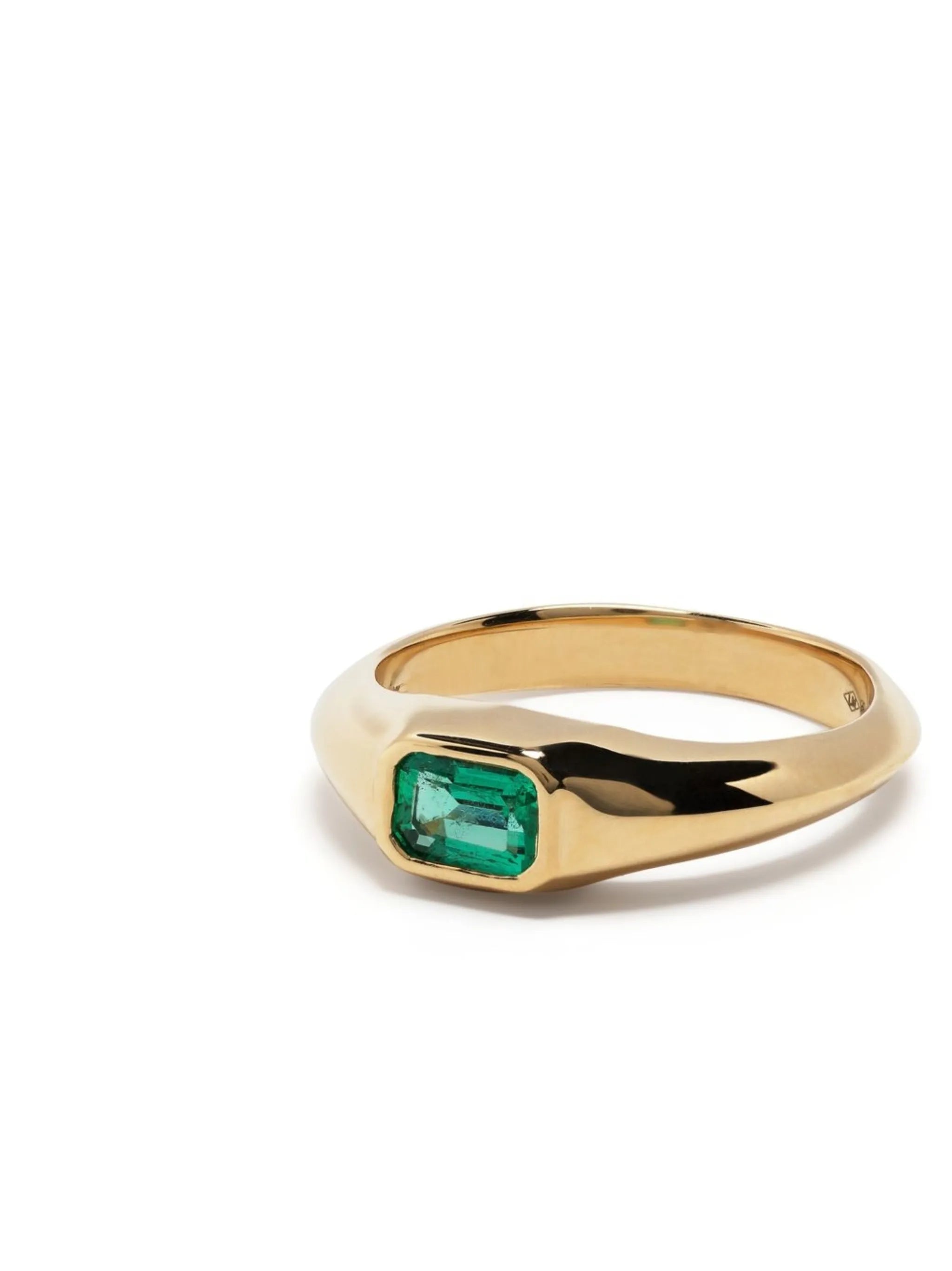 18kt yellow gold emerald signet ring