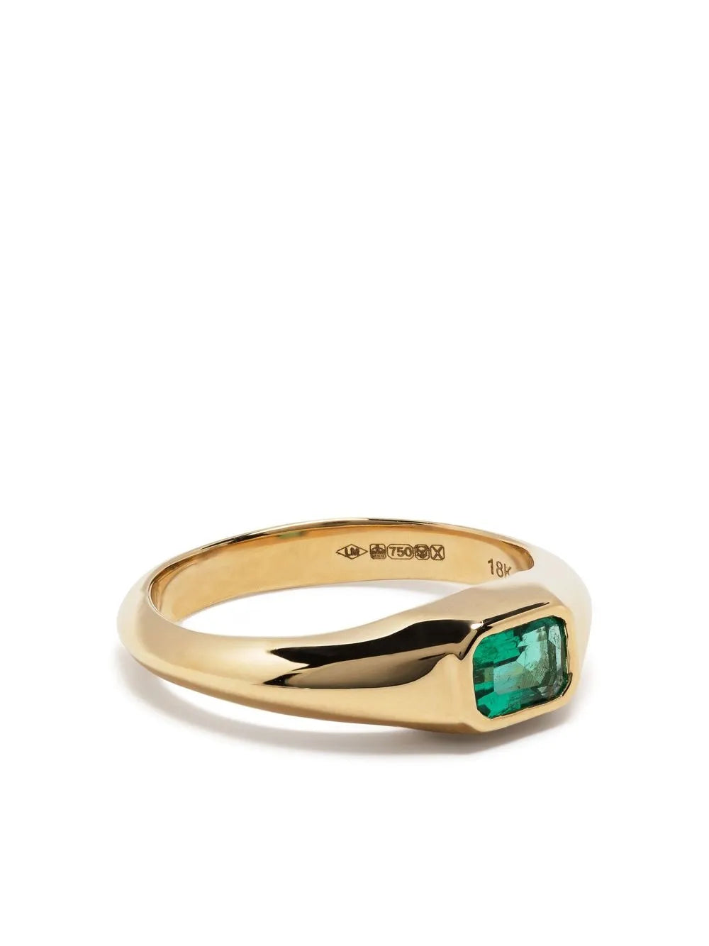 18kt yellow gold emerald signet ring