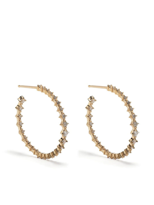 18kt yellow gold diamond hoop earrings