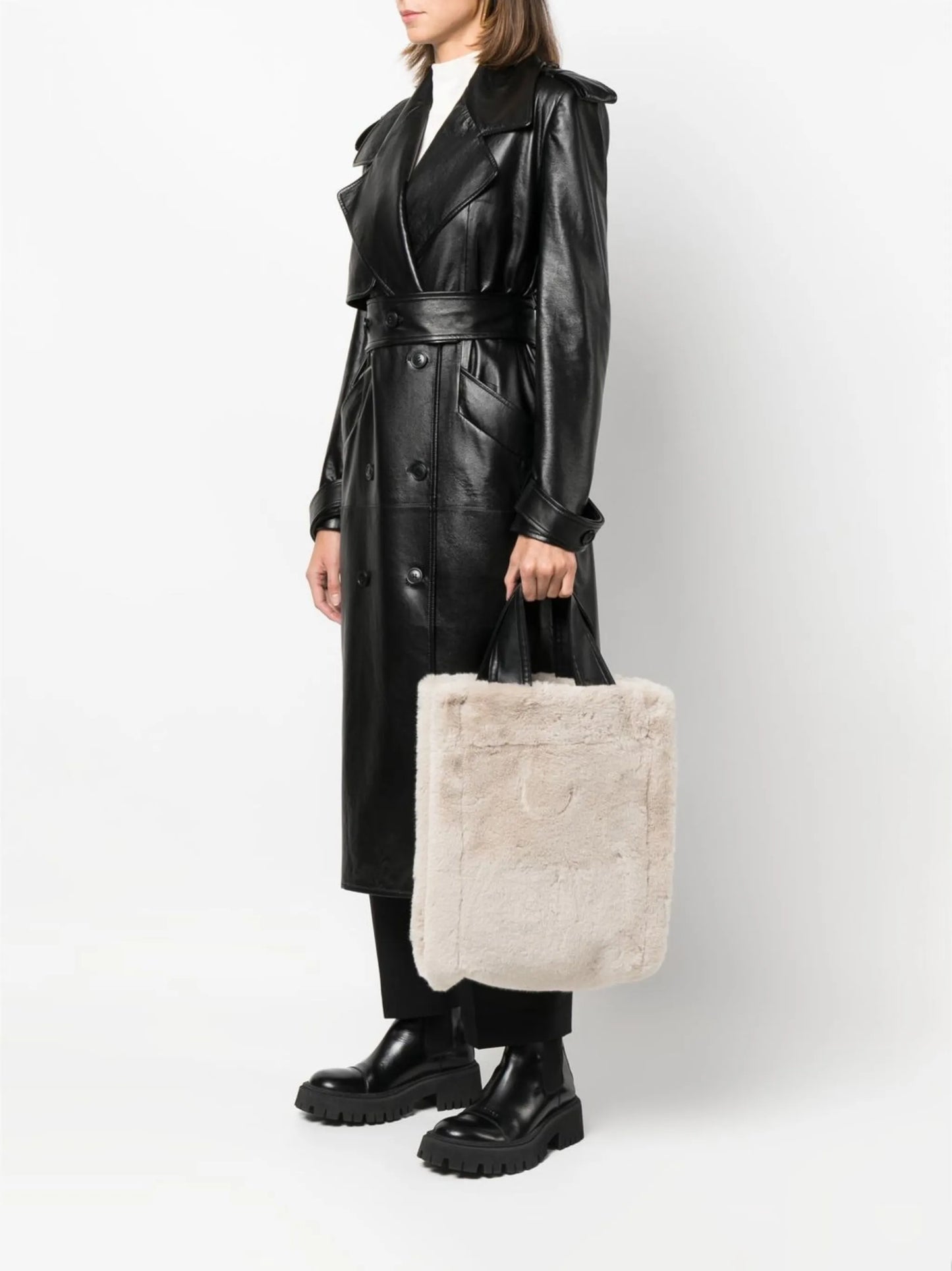 faux-fur design tote bag