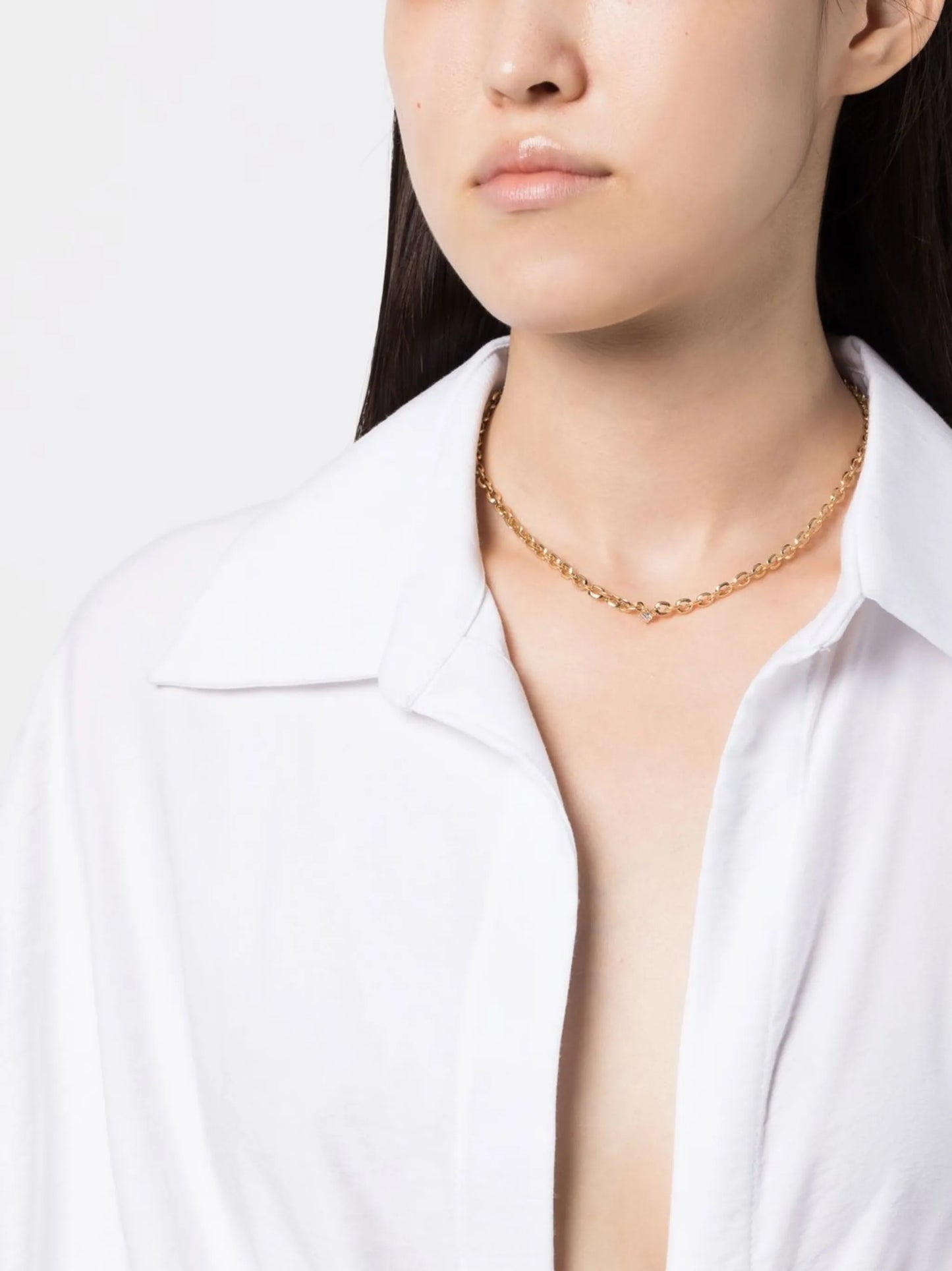 18kt yellow gold XS Knife Edge diamond necklace