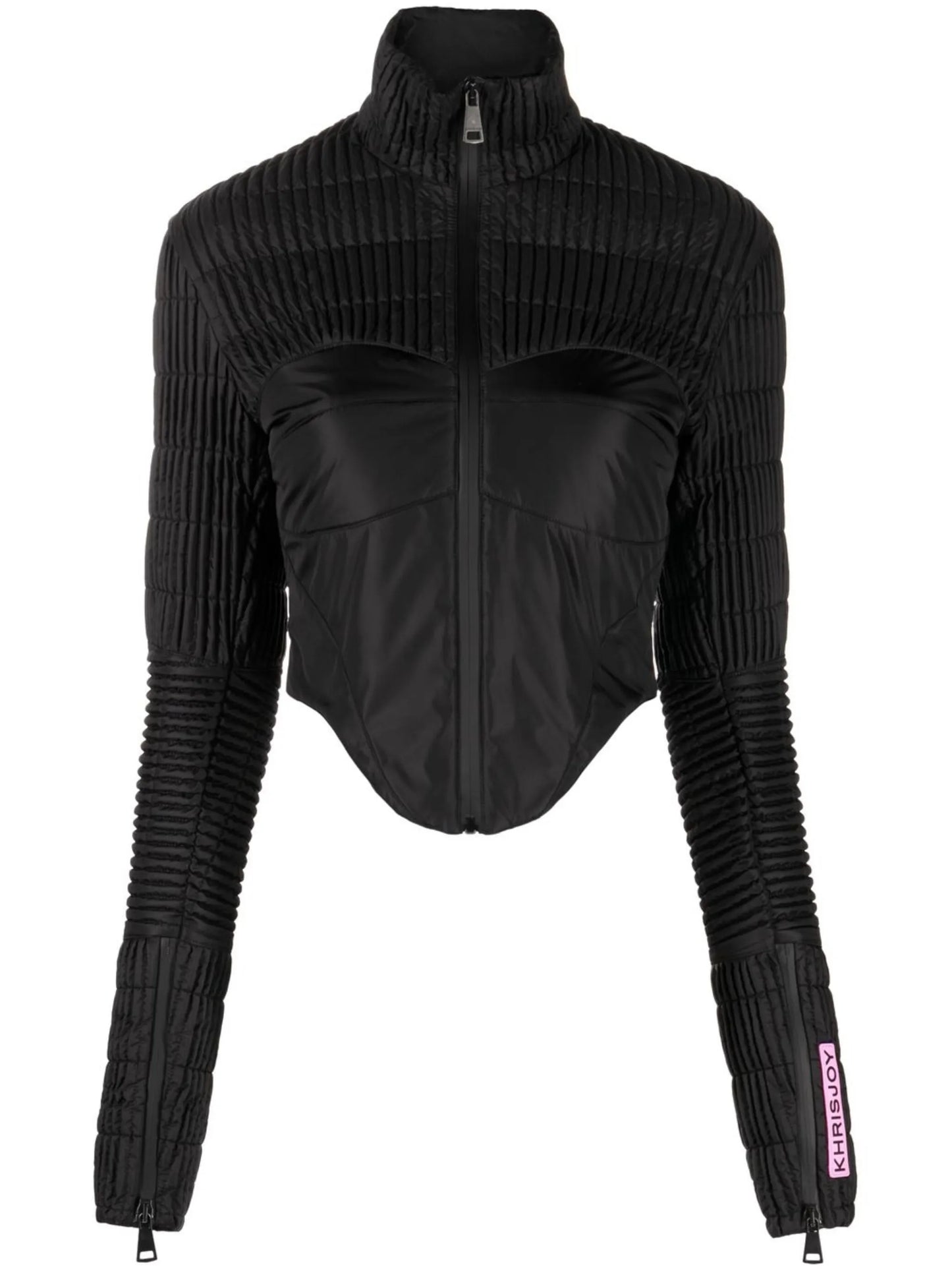 quilted cropped zip-up ski jacket