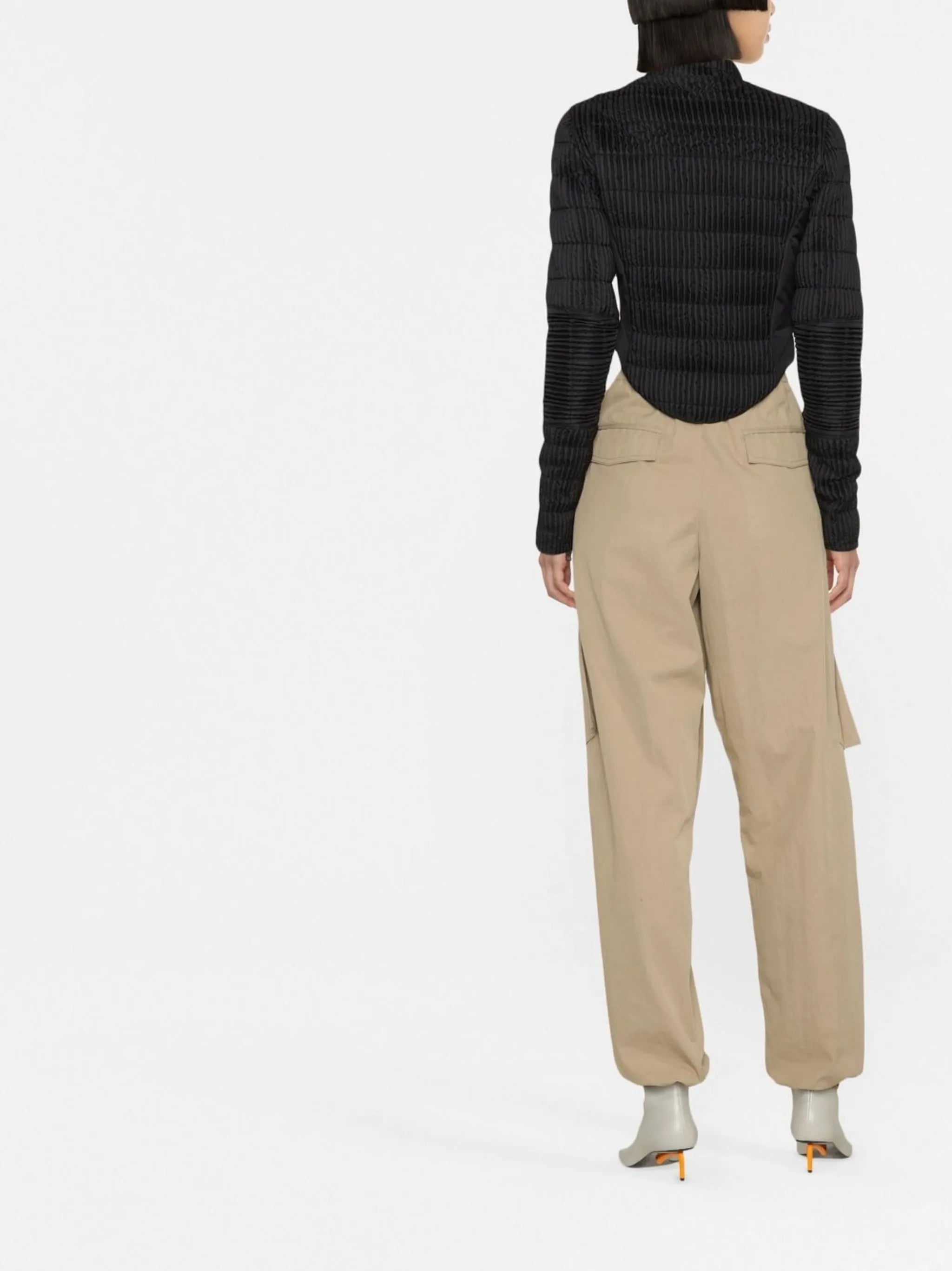 quilted cropped zip-up ski jacket