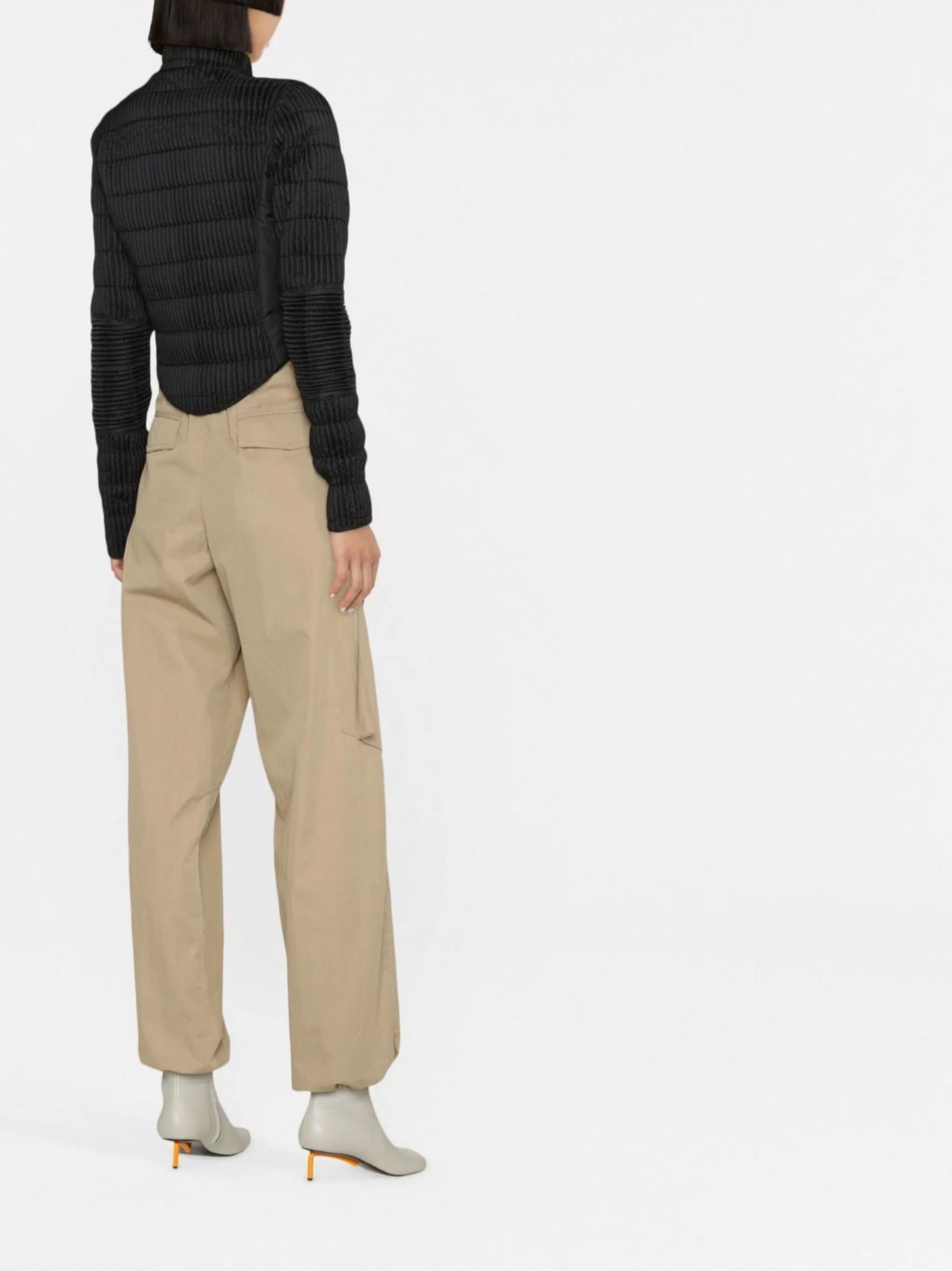 quilted cropped zip-up ski jacket