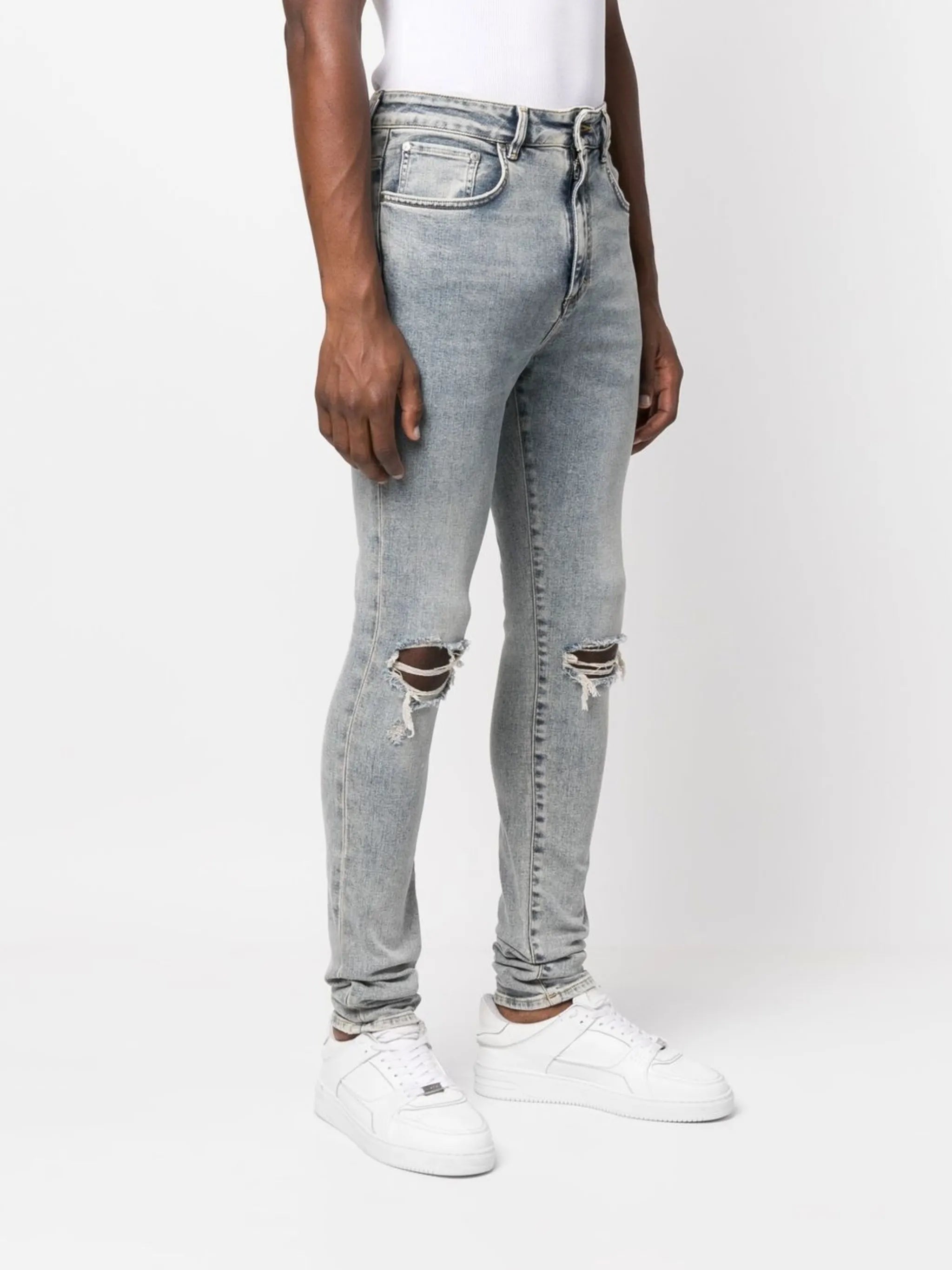ripped-detail slim-cut jeans